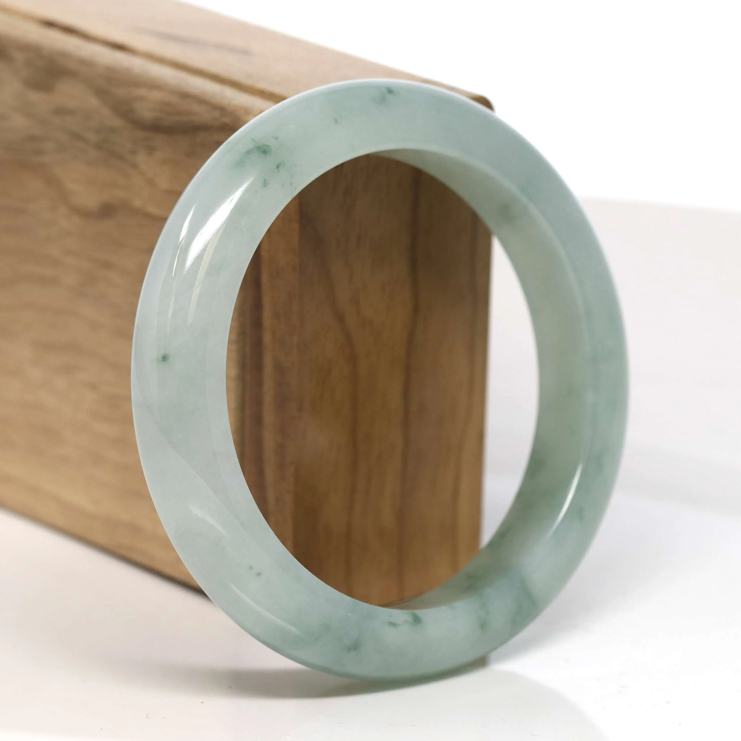 Baikalla "Half Round" Unique Blue Green Jadeite Jade Bangle Bracelet (57.65 mm) #T351