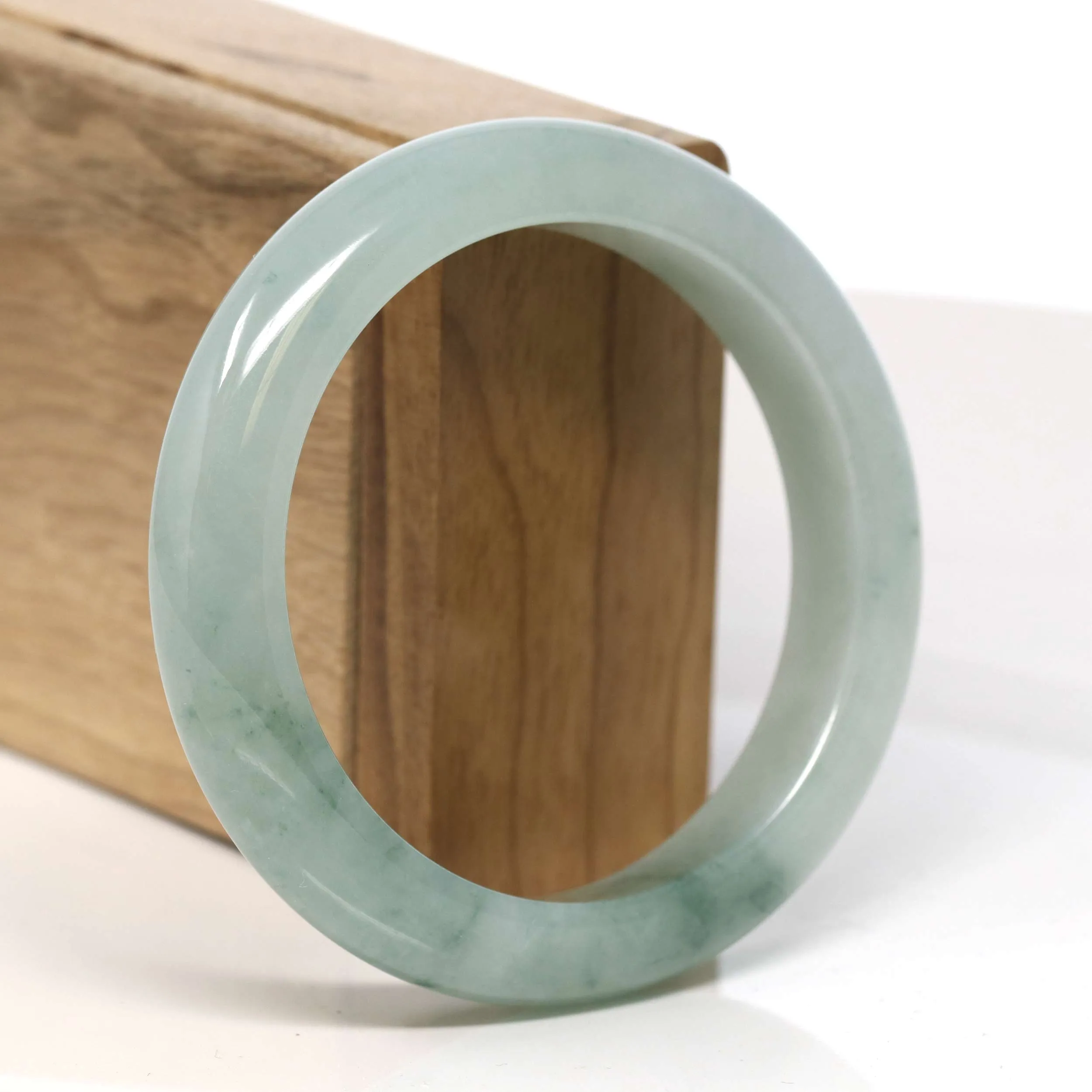 Baikalla "Half Round" Unique Blue Green Jadeite Jade Bangle Bracelet (57.65 mm) #T351