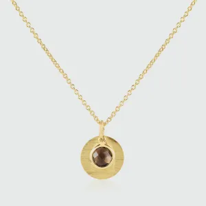 Bali 9ct Gold Smokey Quartz November Birthstone Necklace