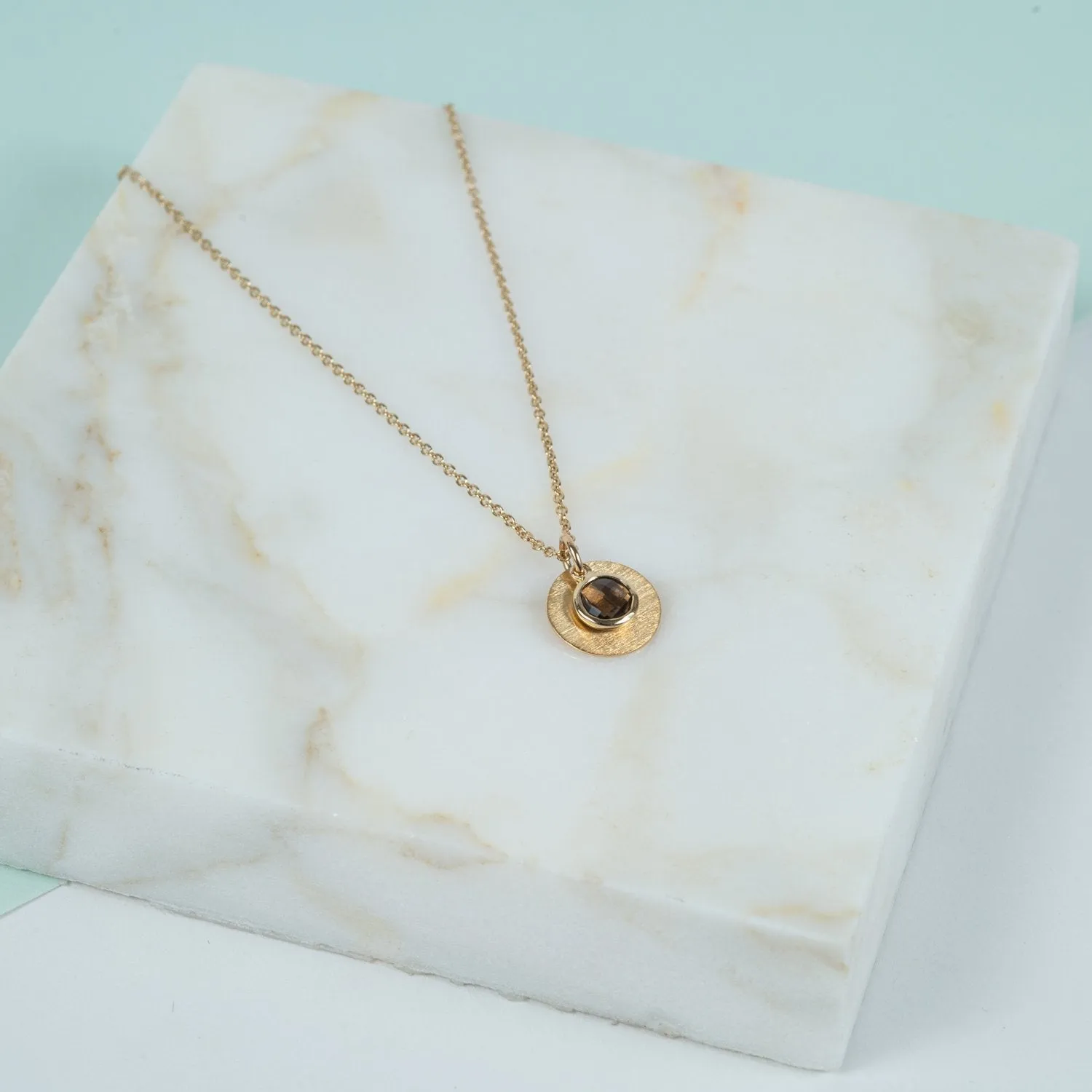 Bali 9ct Gold Smokey Quartz November Birthstone Necklace