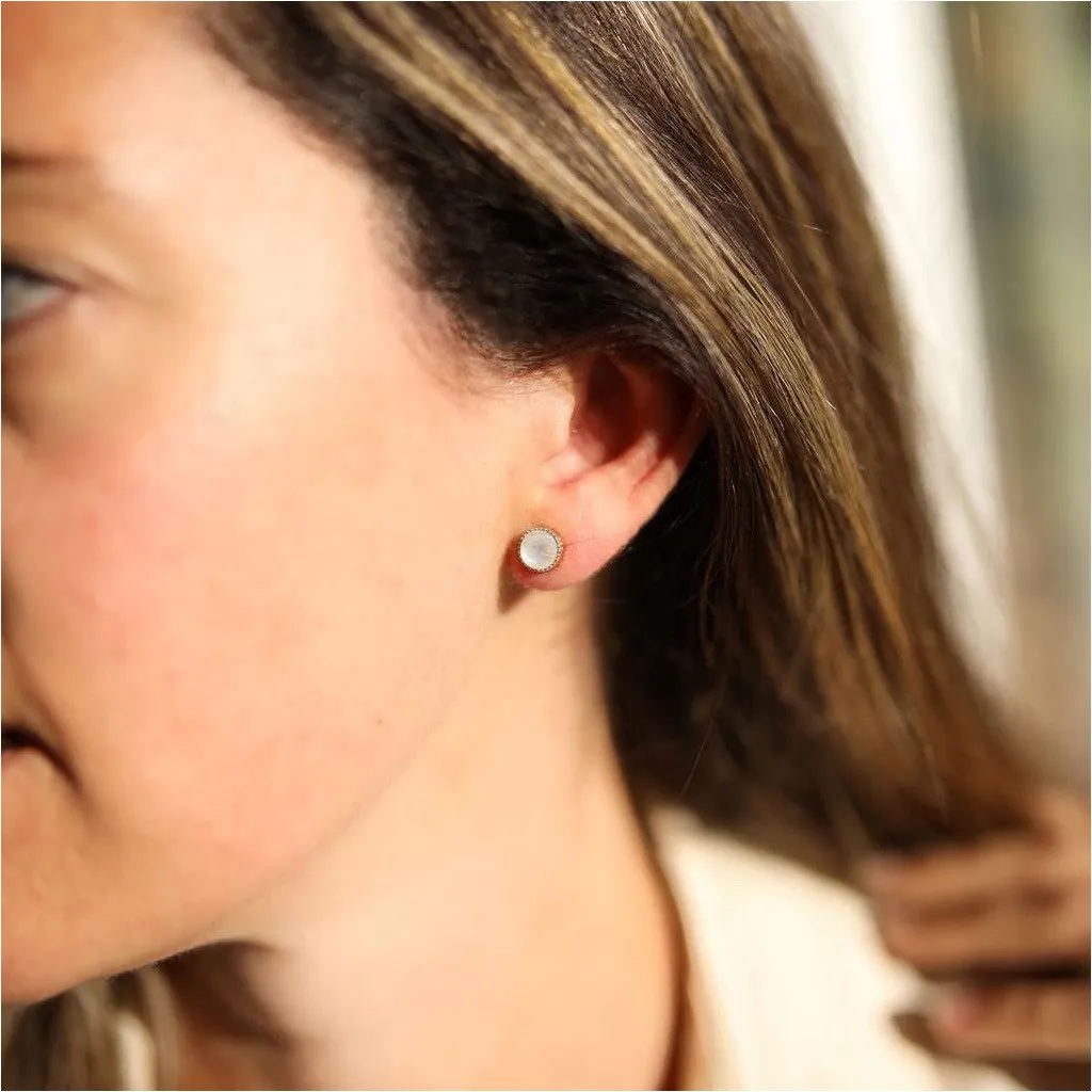 Barcelona June Moonstone Birthstone Stud Earrings