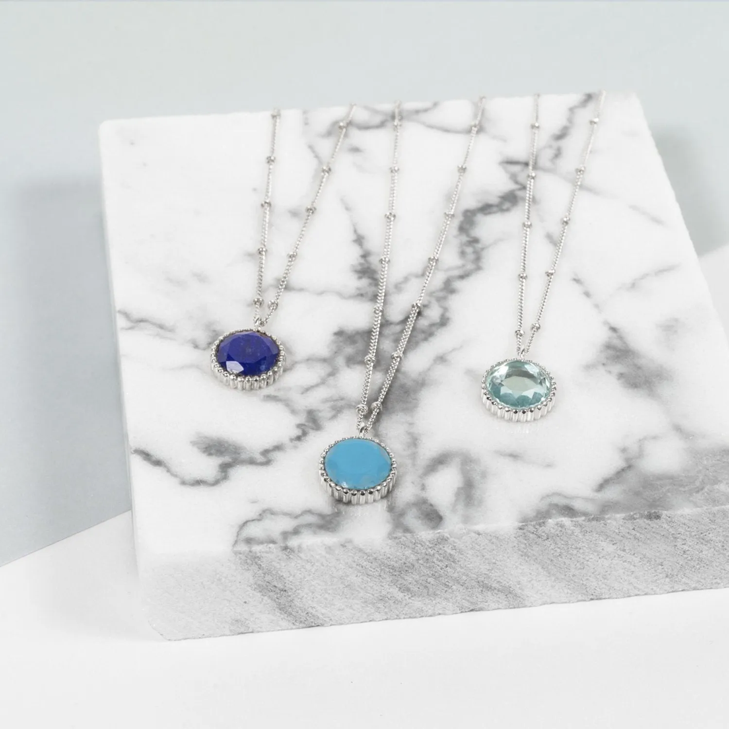 Barcelona Silver December Turquoise Birthstone Necklace