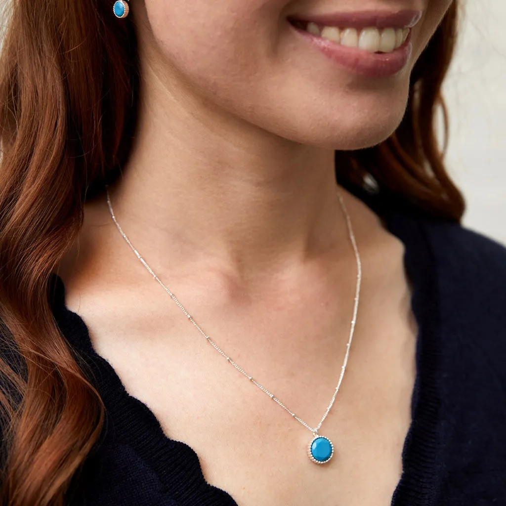 Barcelona Silver December Turquoise Birthstone Necklace