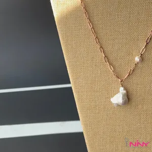 Baroque Pearl Pendant with Vermeil Rose Gold Plated Chain