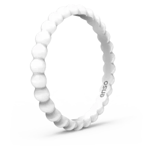 Beaded Stackable Silicone Ring - White
