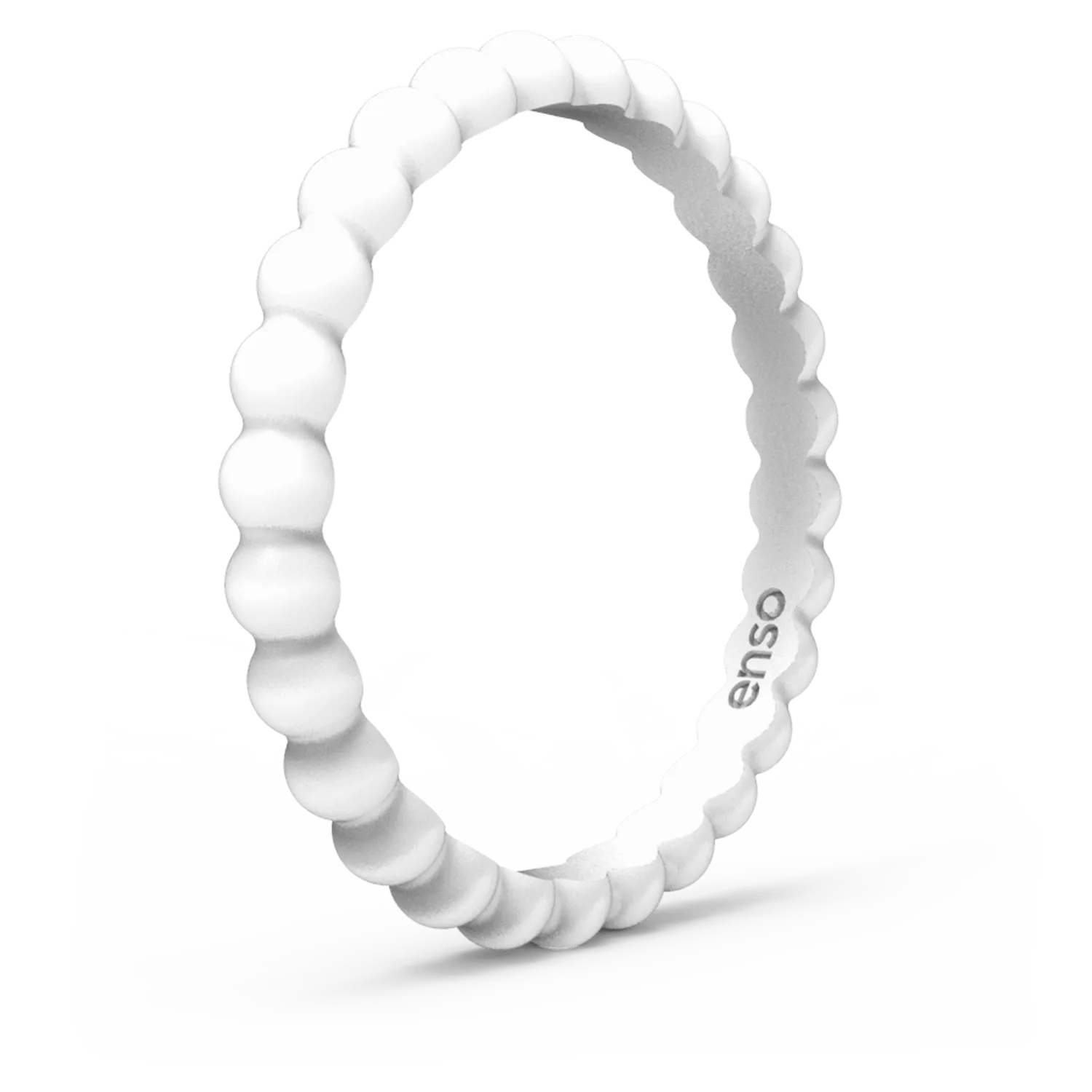 Beaded Stackable Silicone Ring - White