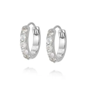 Beloved Moonstone Huggie Sterling Silver Earrings JE05_SLV
