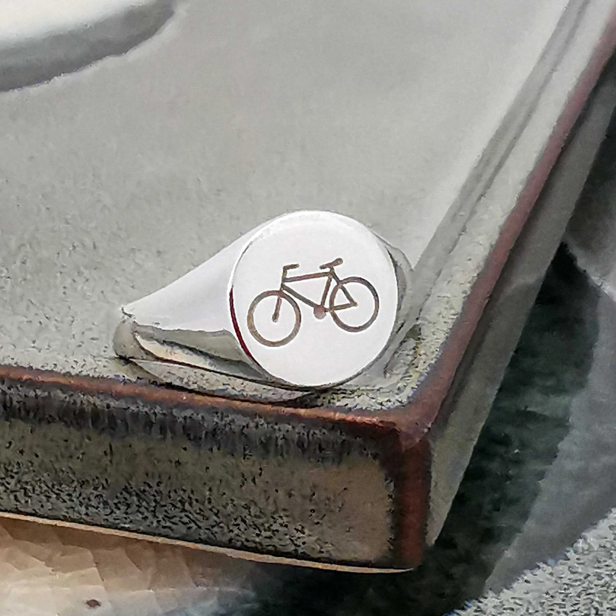 Bicycle Symbol Silver Signet Ring