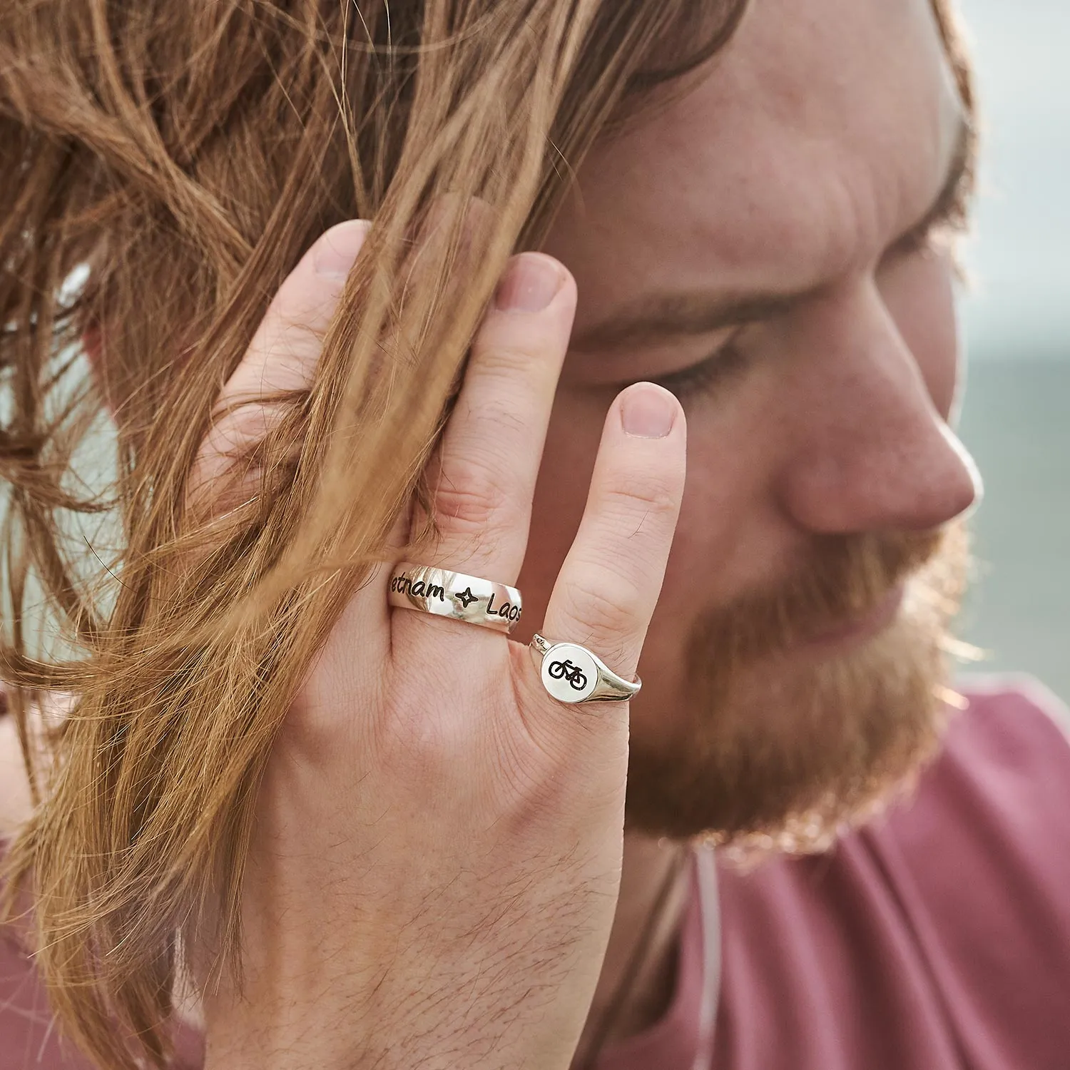 Bicycle Symbol Silver Signet Ring