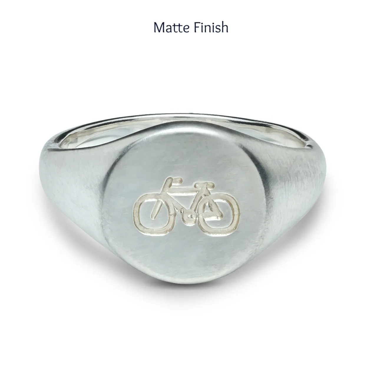 Bicycle Symbol Silver Signet Ring