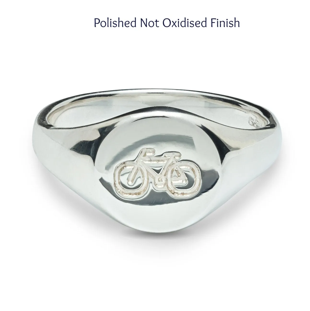 Bicycle Symbol Silver Signet Ring