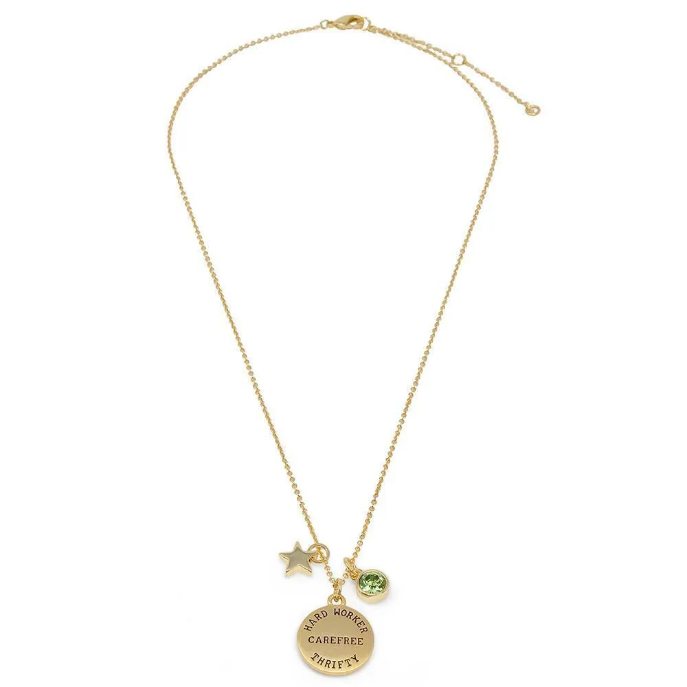 Birthstone Necklace August Gold Plated