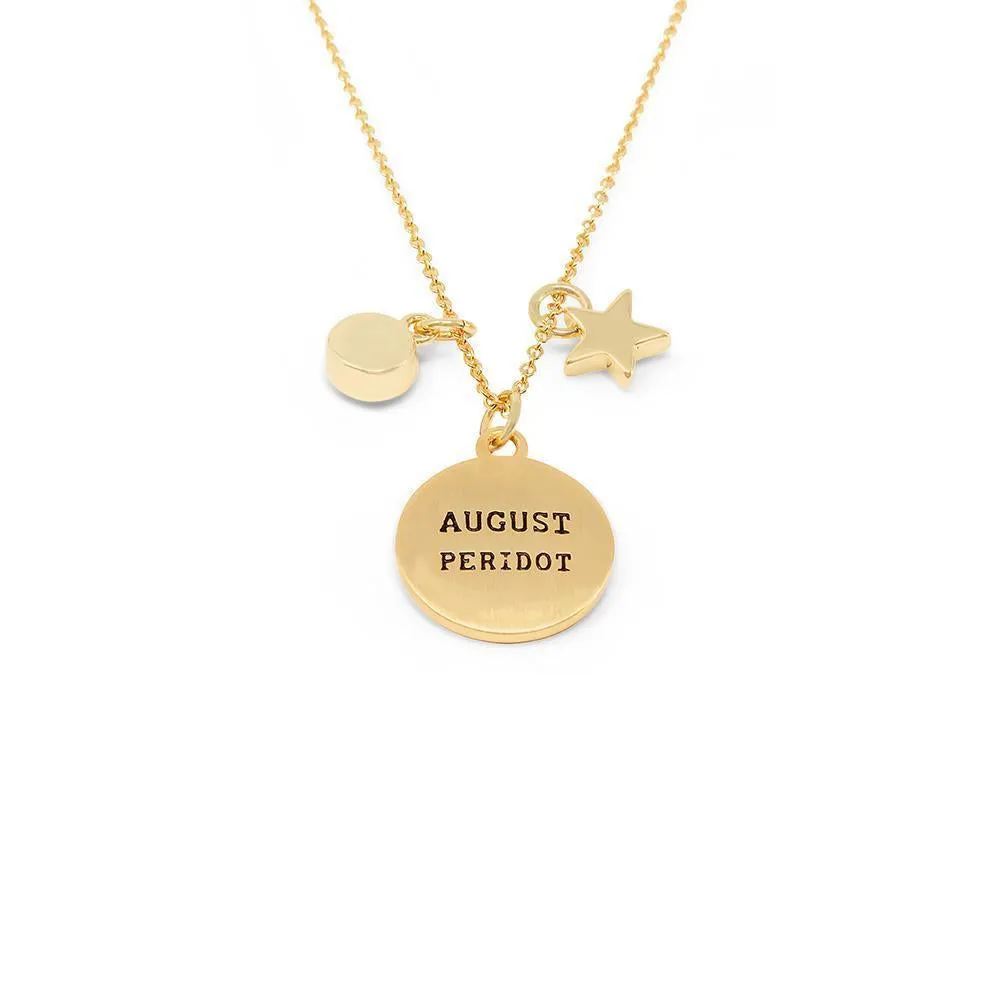 Birthstone Necklace August Gold Plated