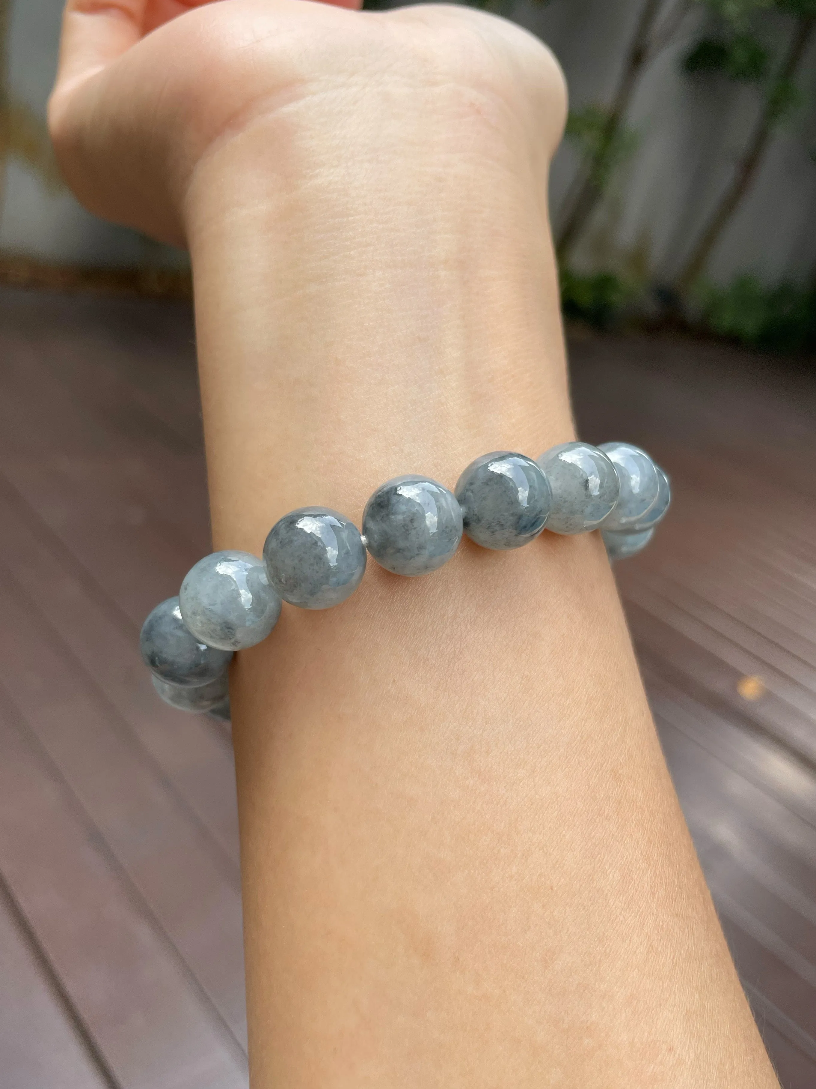 Black Jade Bracelet - Round Beads (NJBA091)