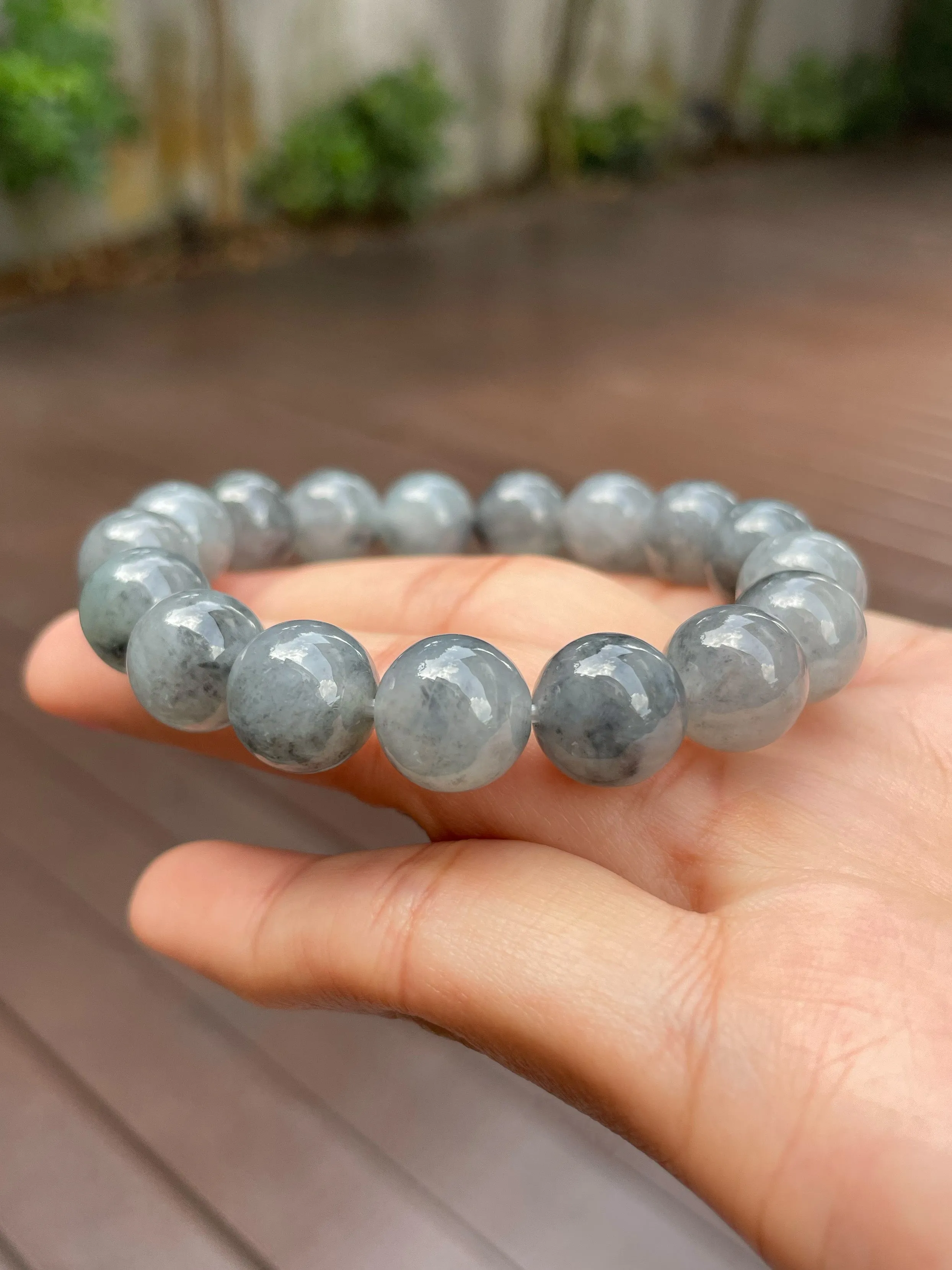 Black Jade Bracelet - Round Beads (NJBA091)