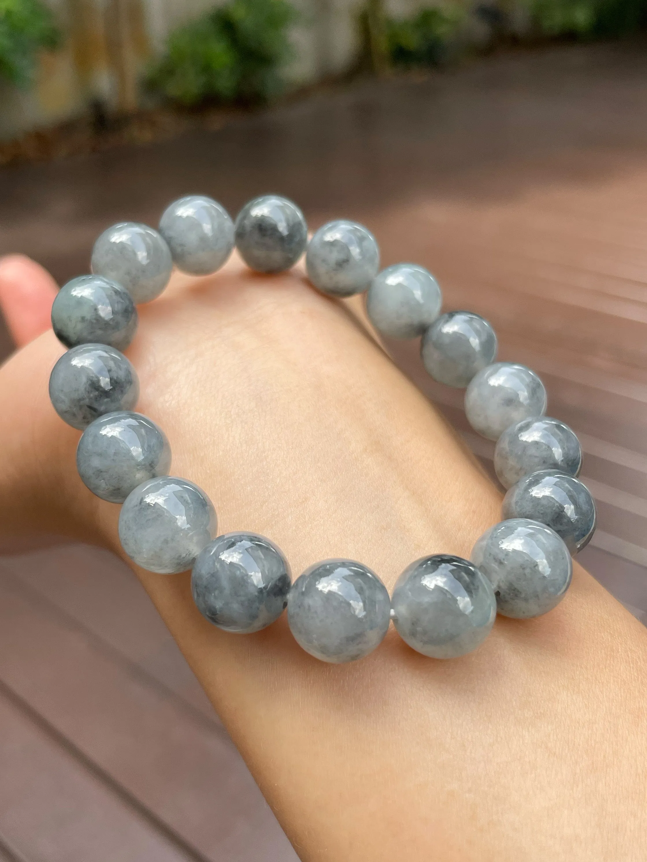 Black Jade Bracelet - Round Beads (NJBA091)