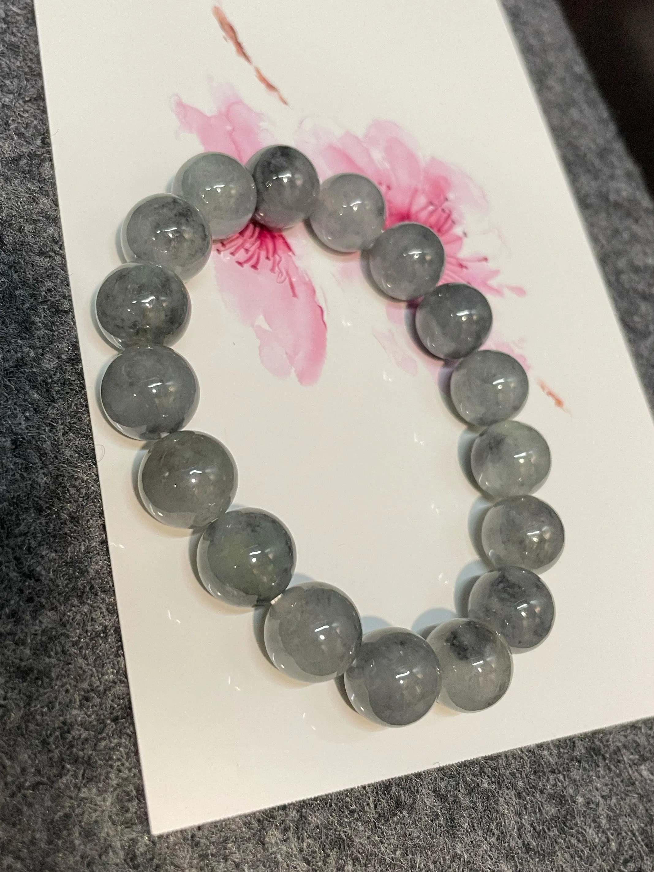 Black Jade Bracelet - Round Beads (NJBA091)