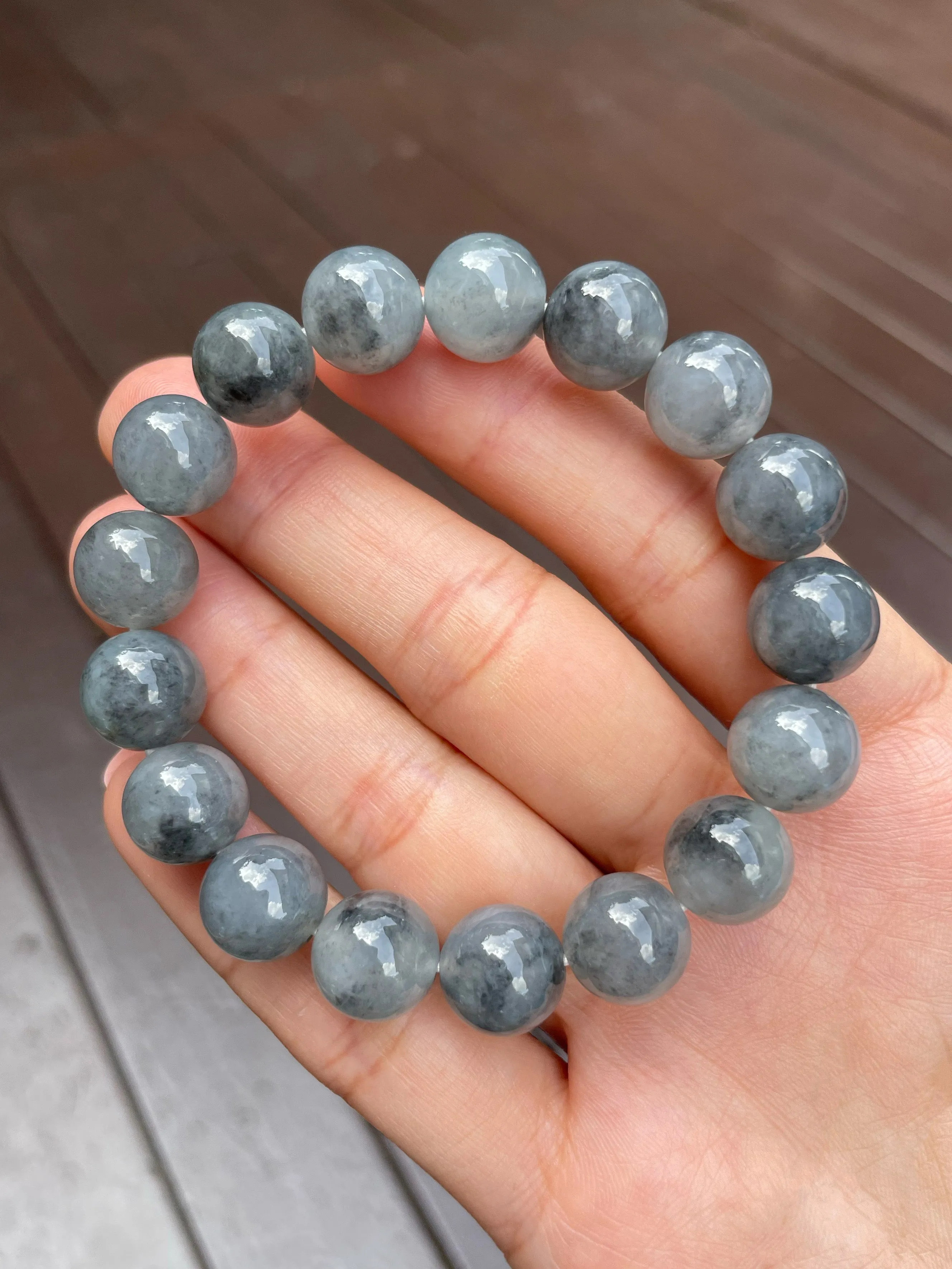 Black Jade Bracelet - Round Beads (NJBA091)