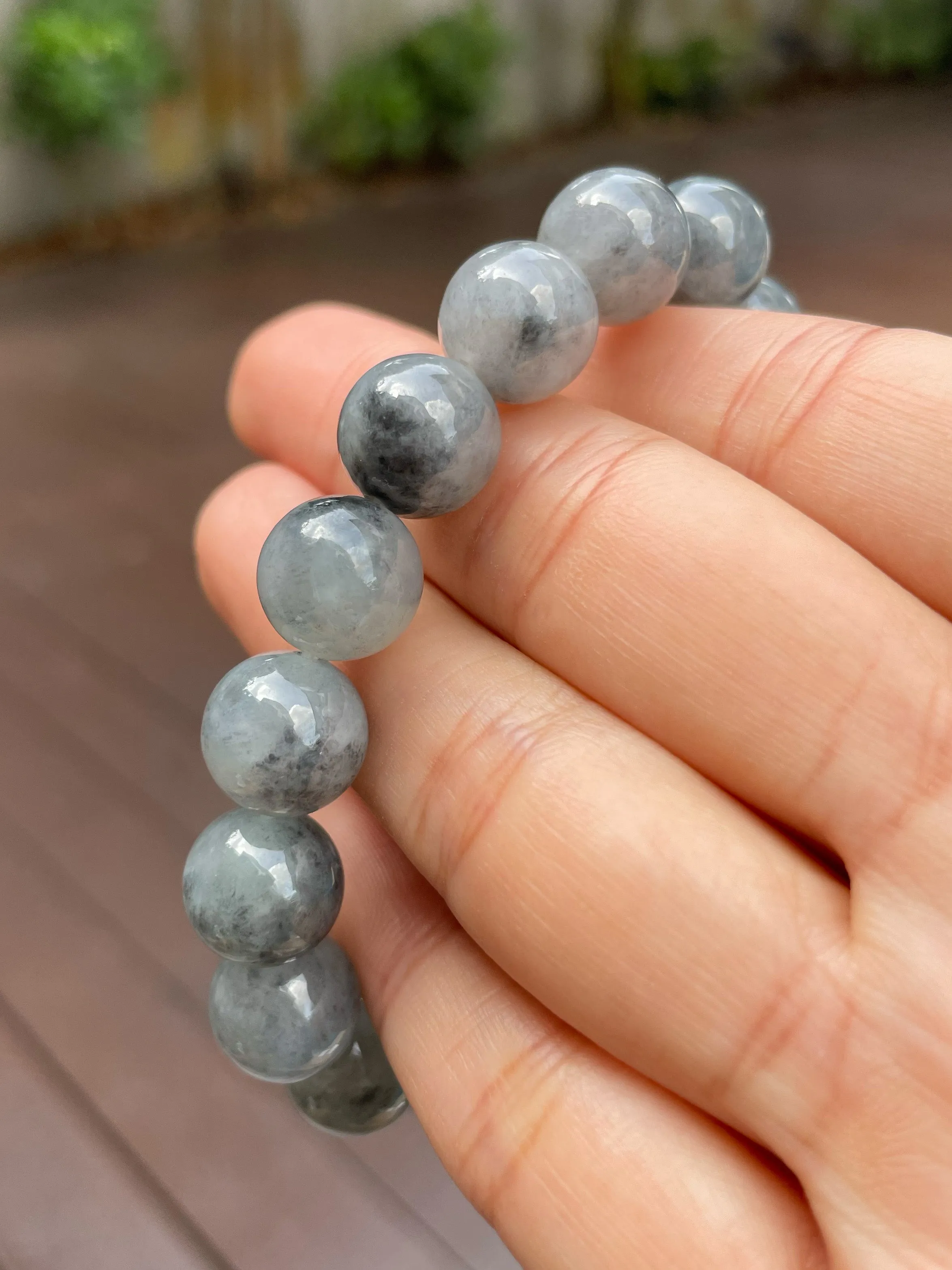 Black Jade Bracelet - Round Beads (NJBA091)