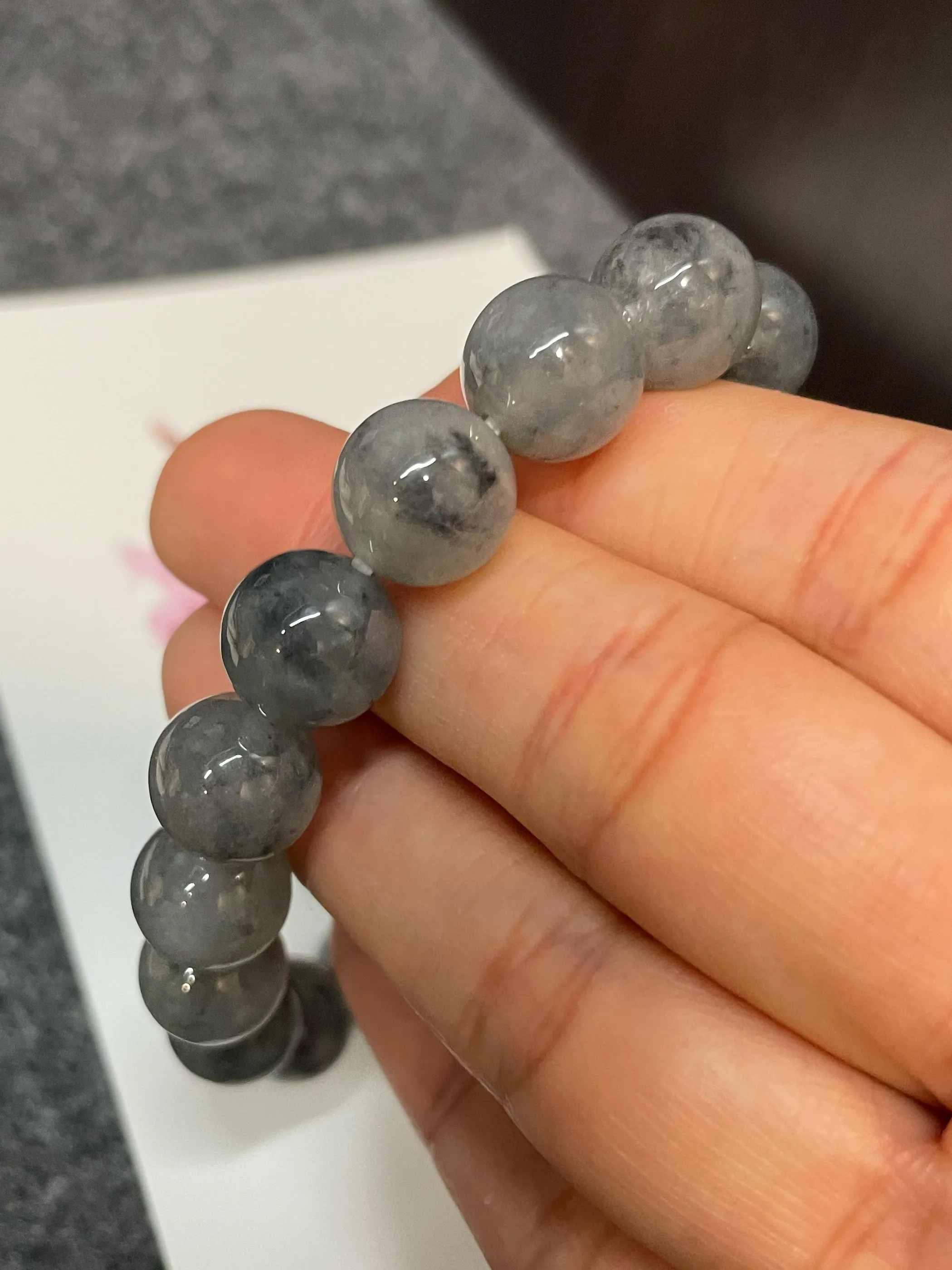 Black Jade Bracelet - Round Beads (NJBA091)