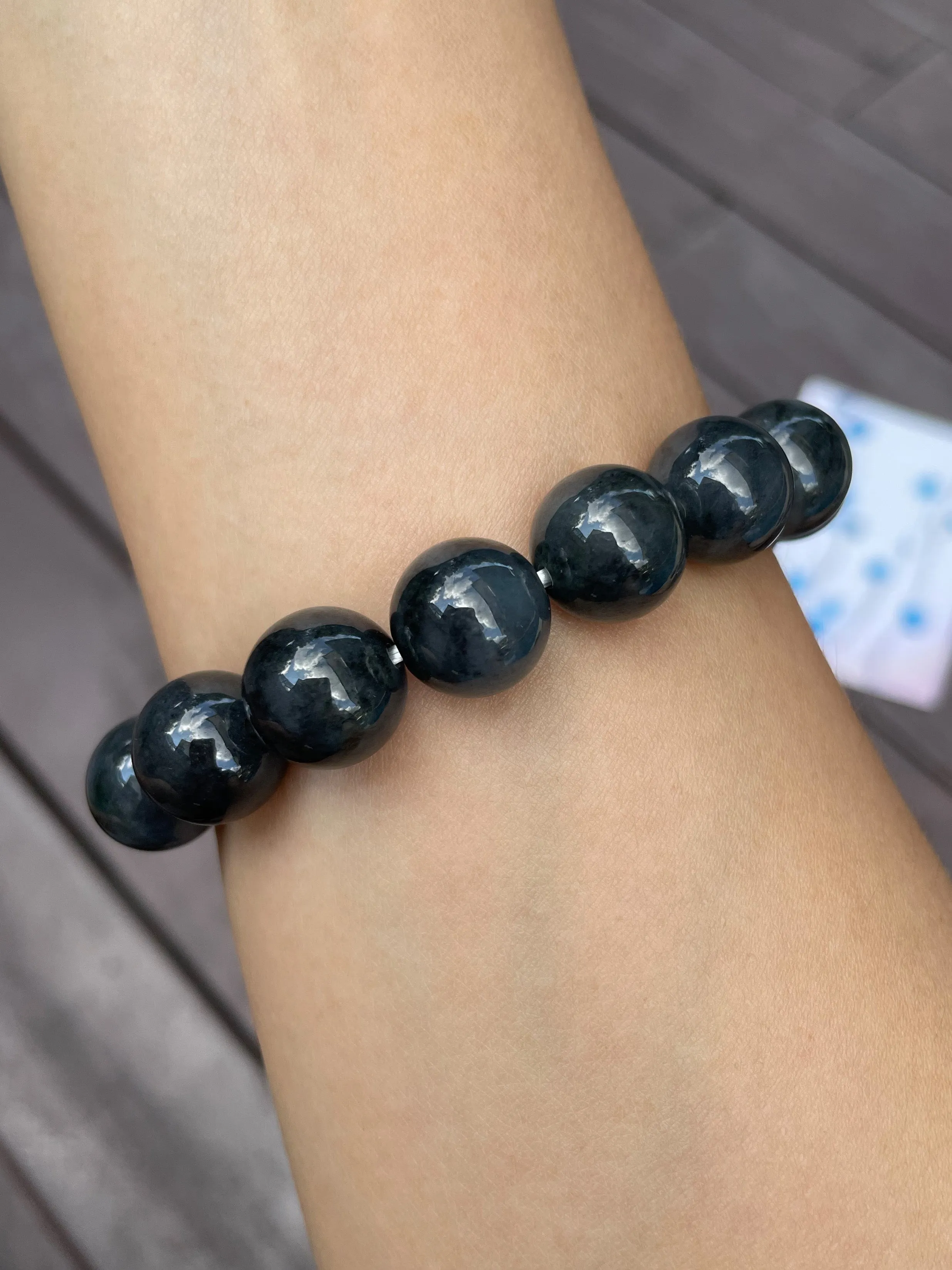 Black Jadeite Bracelet - Round Beads (NJBA029)