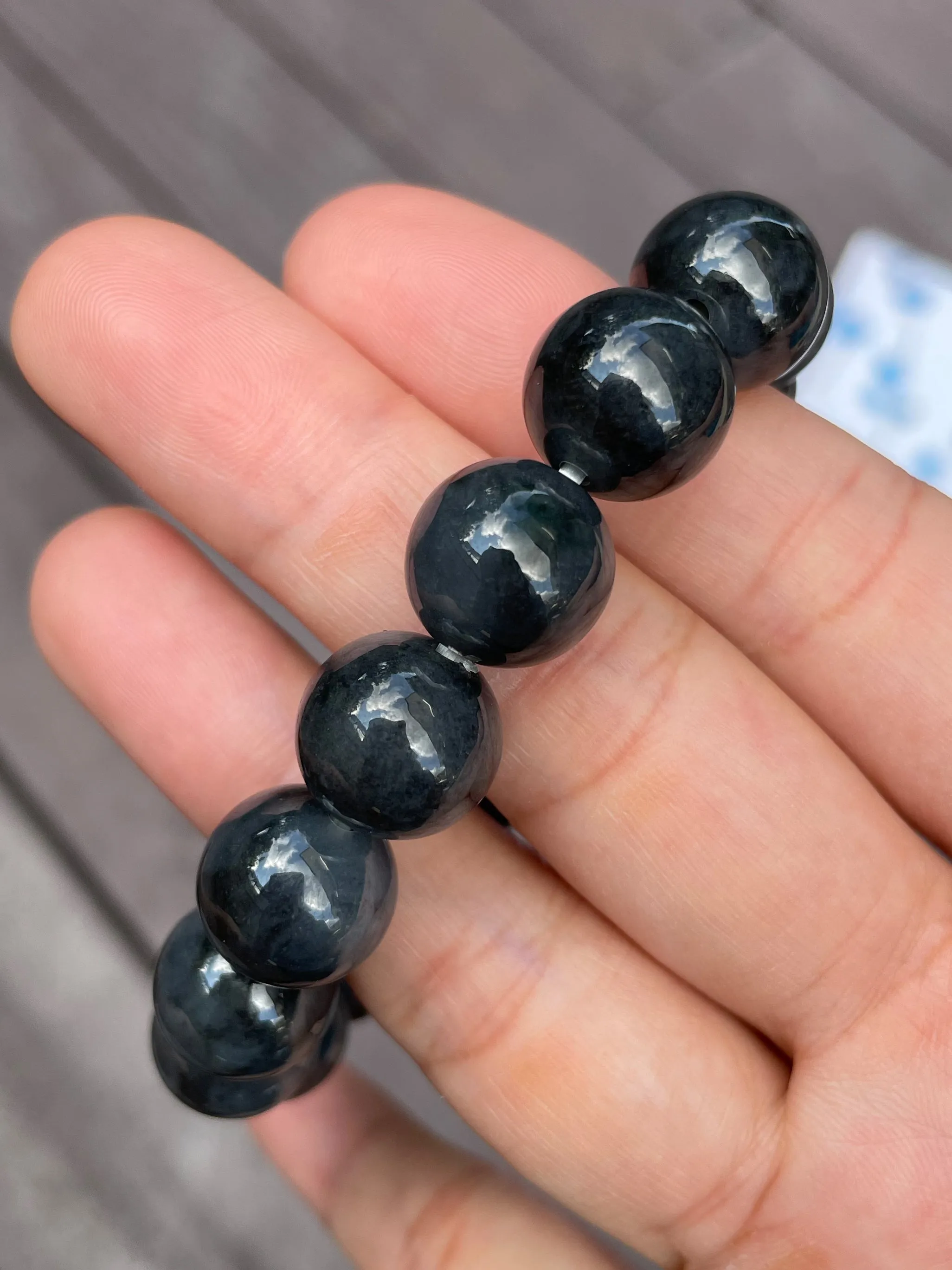Black Jadeite Bracelet - Round Beads (NJBA029)