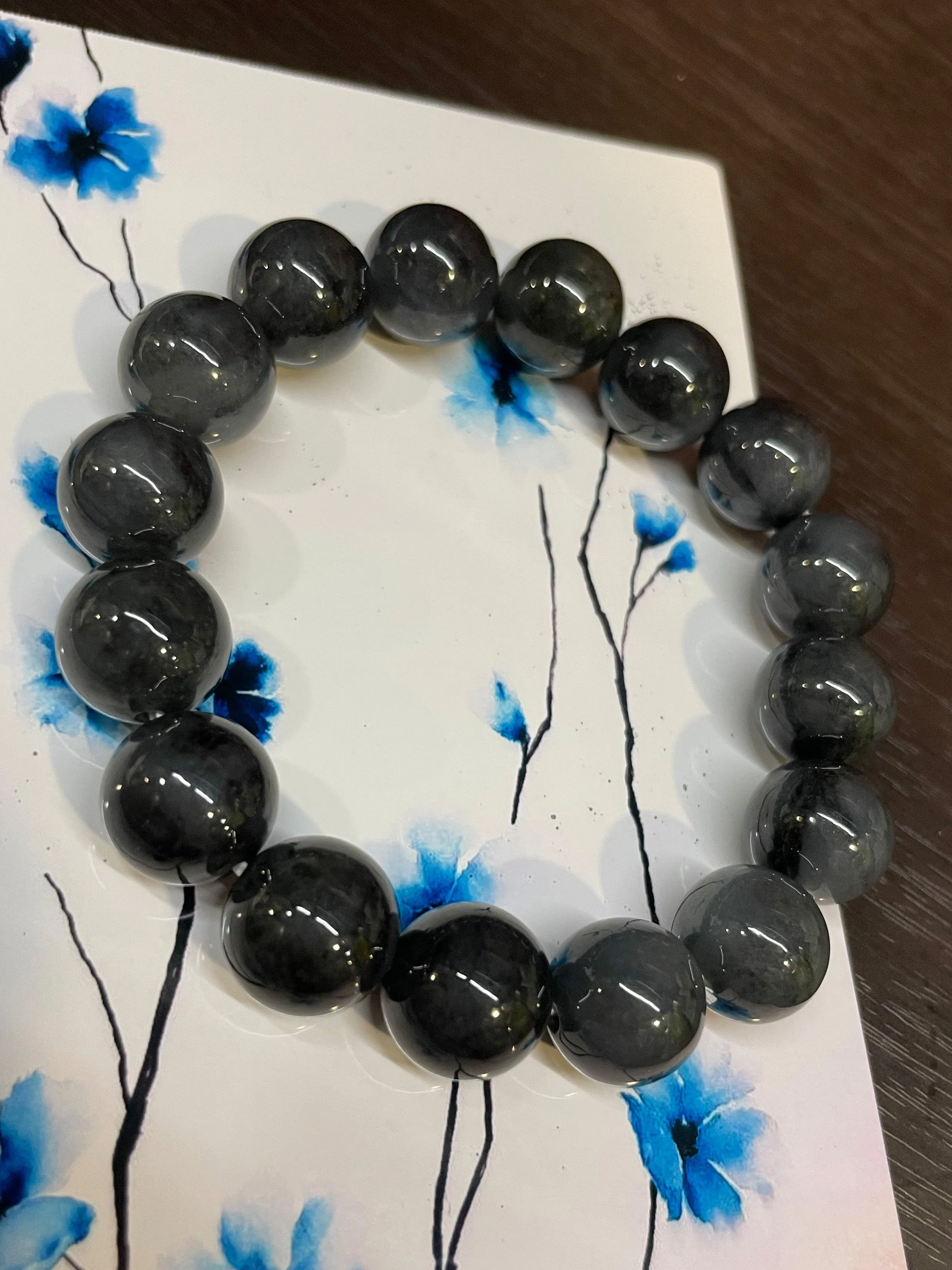 Black Jadeite Bracelet - Round Beads (NJBA029)