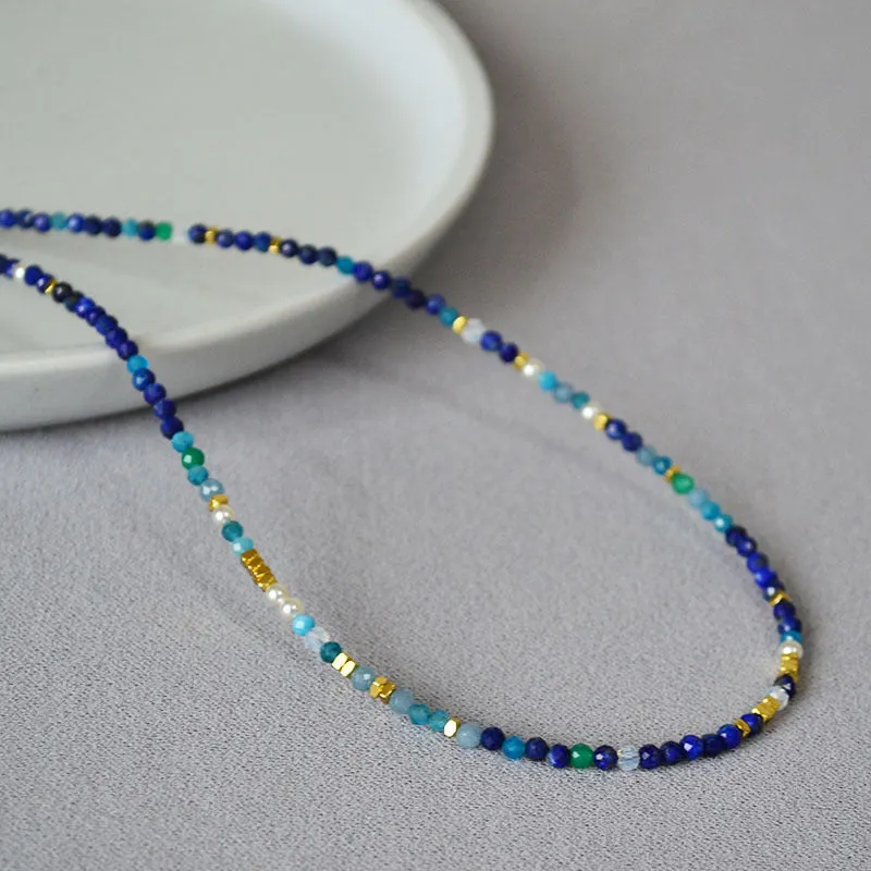 Blue Lapis Lazuli Gems Bead Necklace