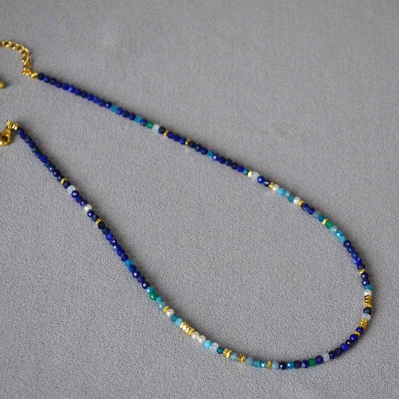 Blue Lapis Lazuli Gems Bead Necklace