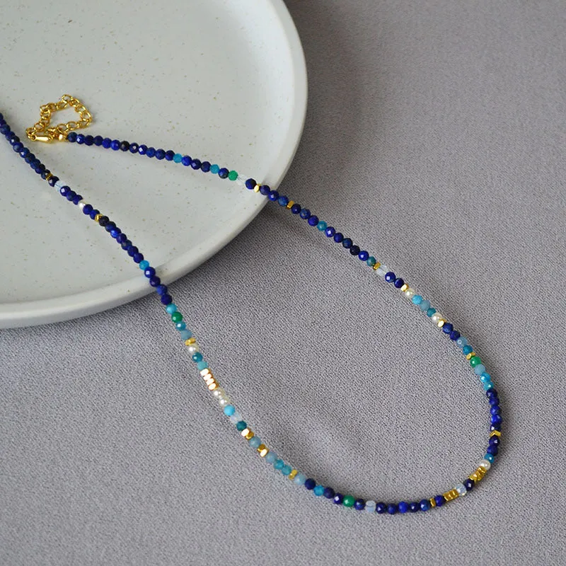 Blue Lapis Lazuli Gems Bead Necklace