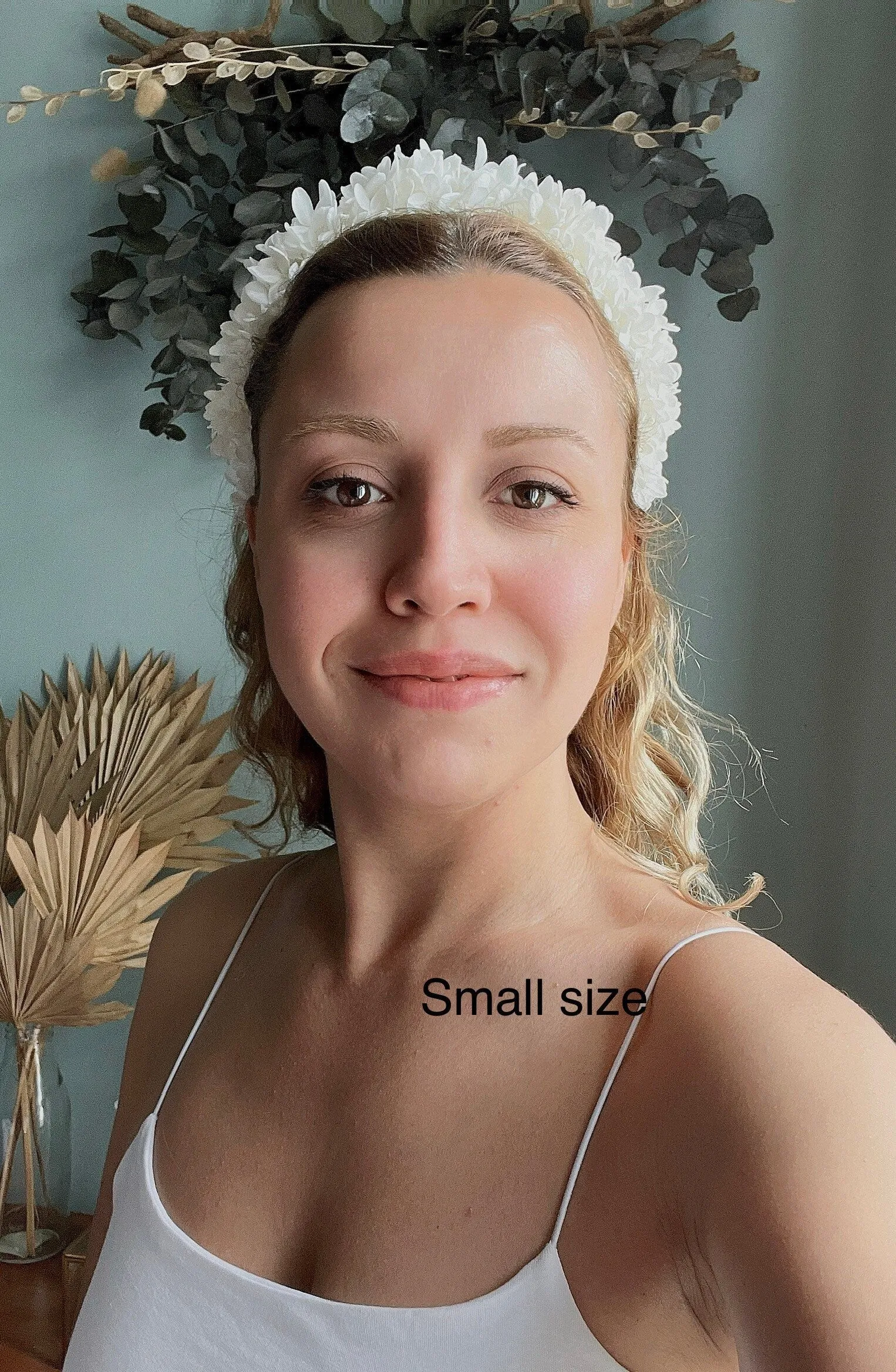 Boho Bridal White Flower Crown Adult, Miranda Kerr Hair Piece, Ivory Dried Floral Wedding Statement Tiara, Real Flower Girl Hair Accessories