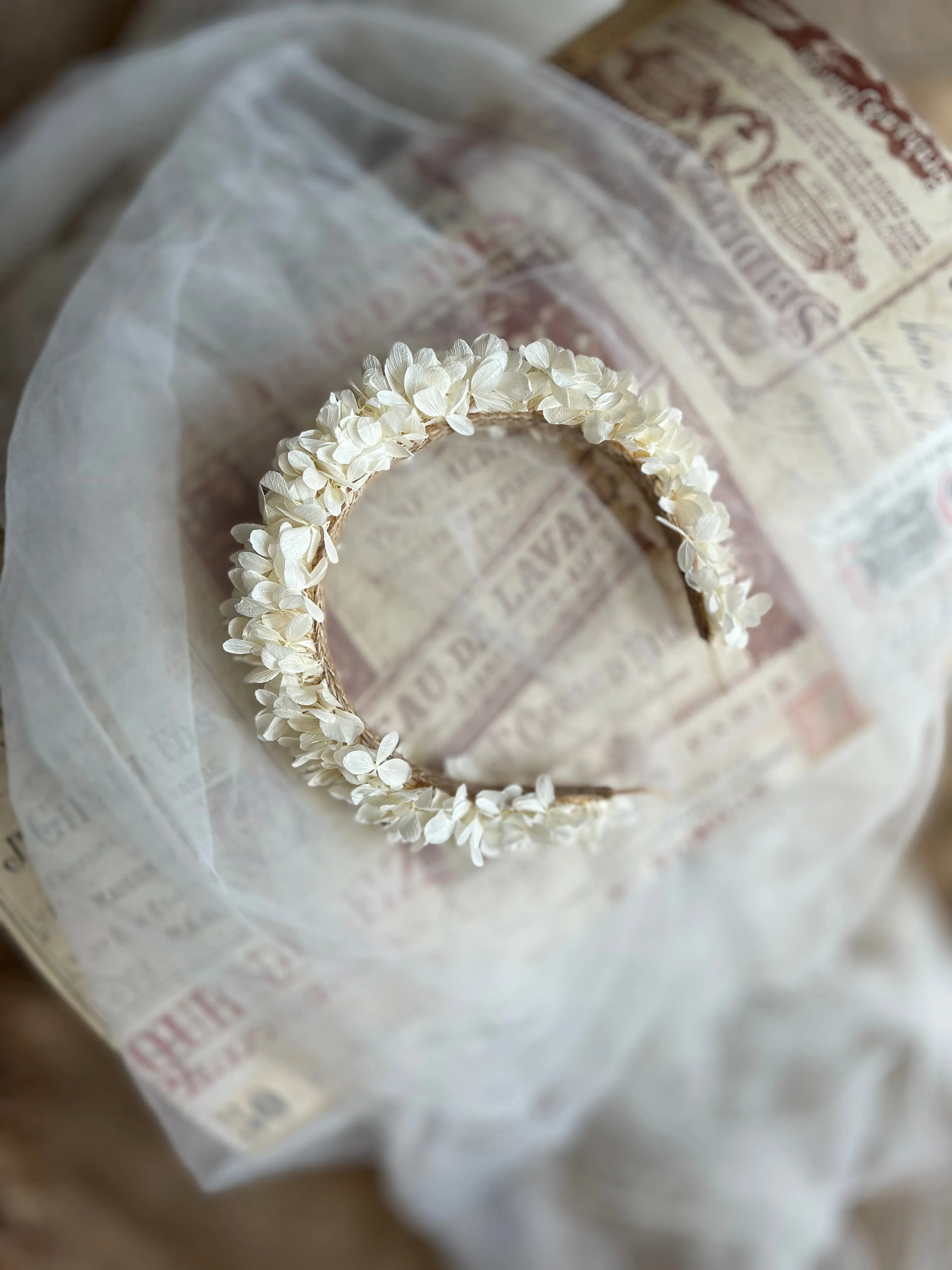 Boho Bridal White Flower Crown Adult, Miranda Kerr Hair Piece, Ivory Dried Floral Wedding Statement Tiara, Real Flower Girl Hair Accessories