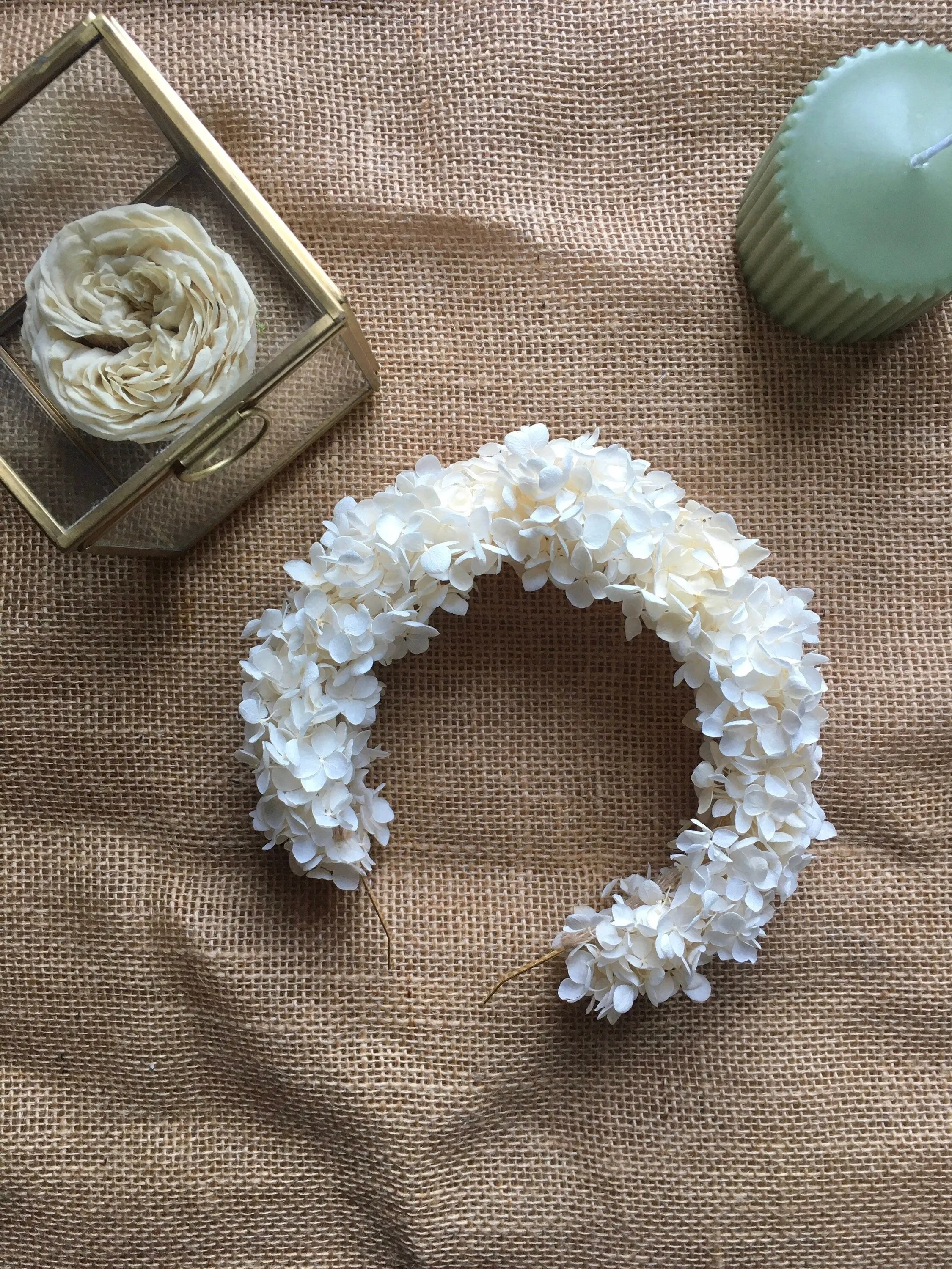 Boho Bridal White Flower Crown Adult, Miranda Kerr Hair Piece, Ivory Dried Floral Wedding Statement Tiara, Real Flower Girl Hair Accessories