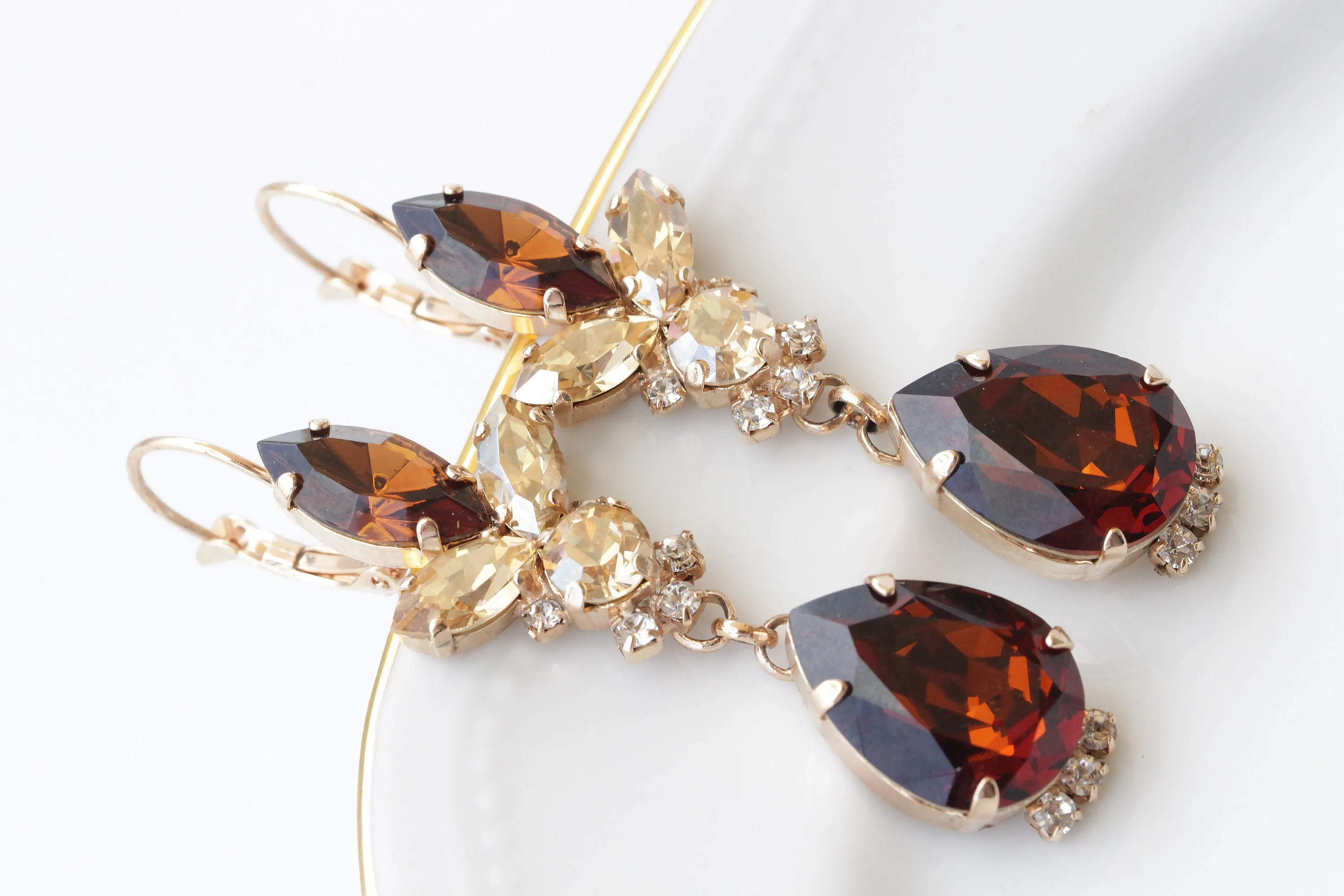 BROWN BRIDAL NECKLACE Earrings Set