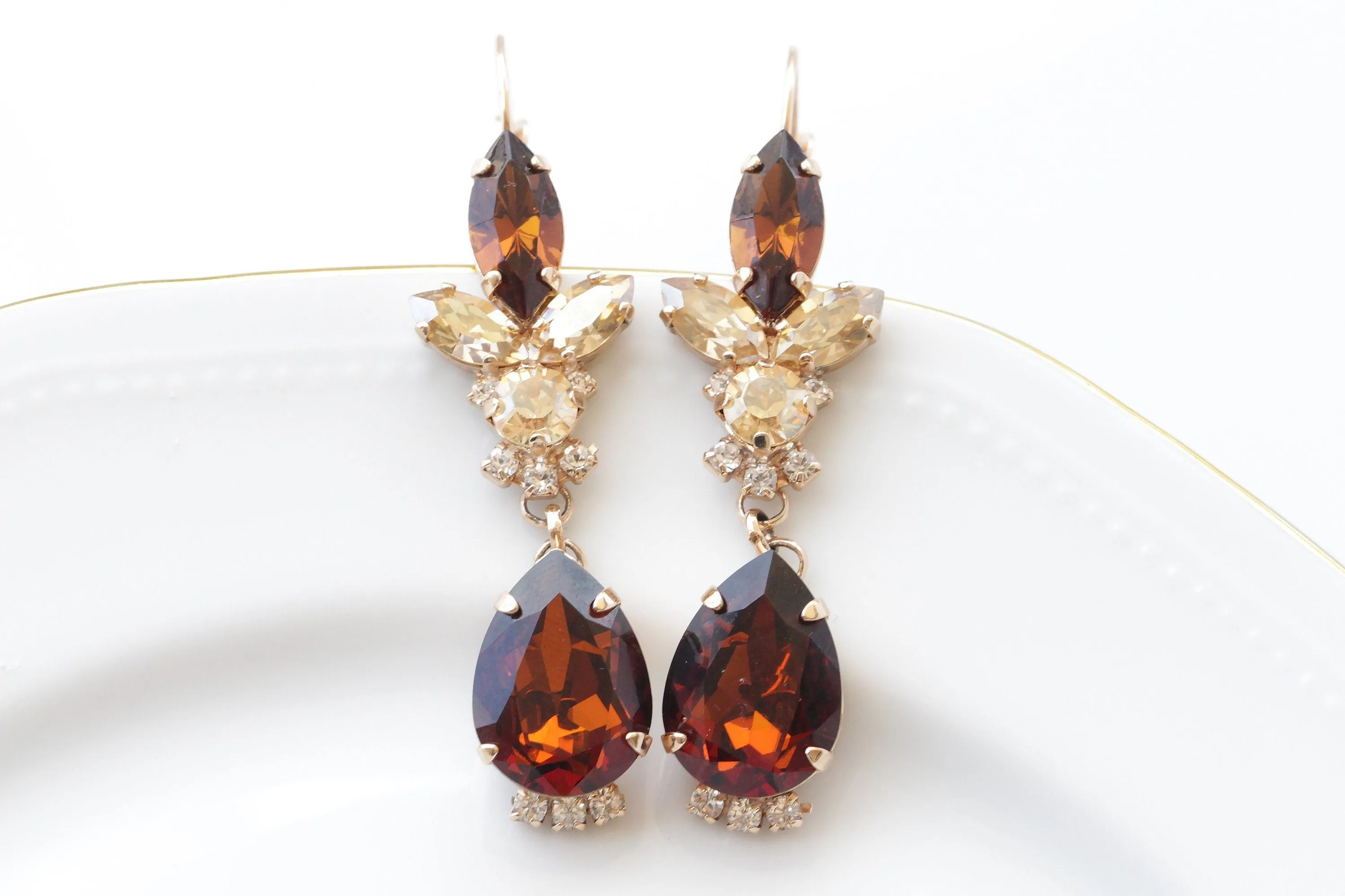 BROWN BRIDAL NECKLACE Earrings Set