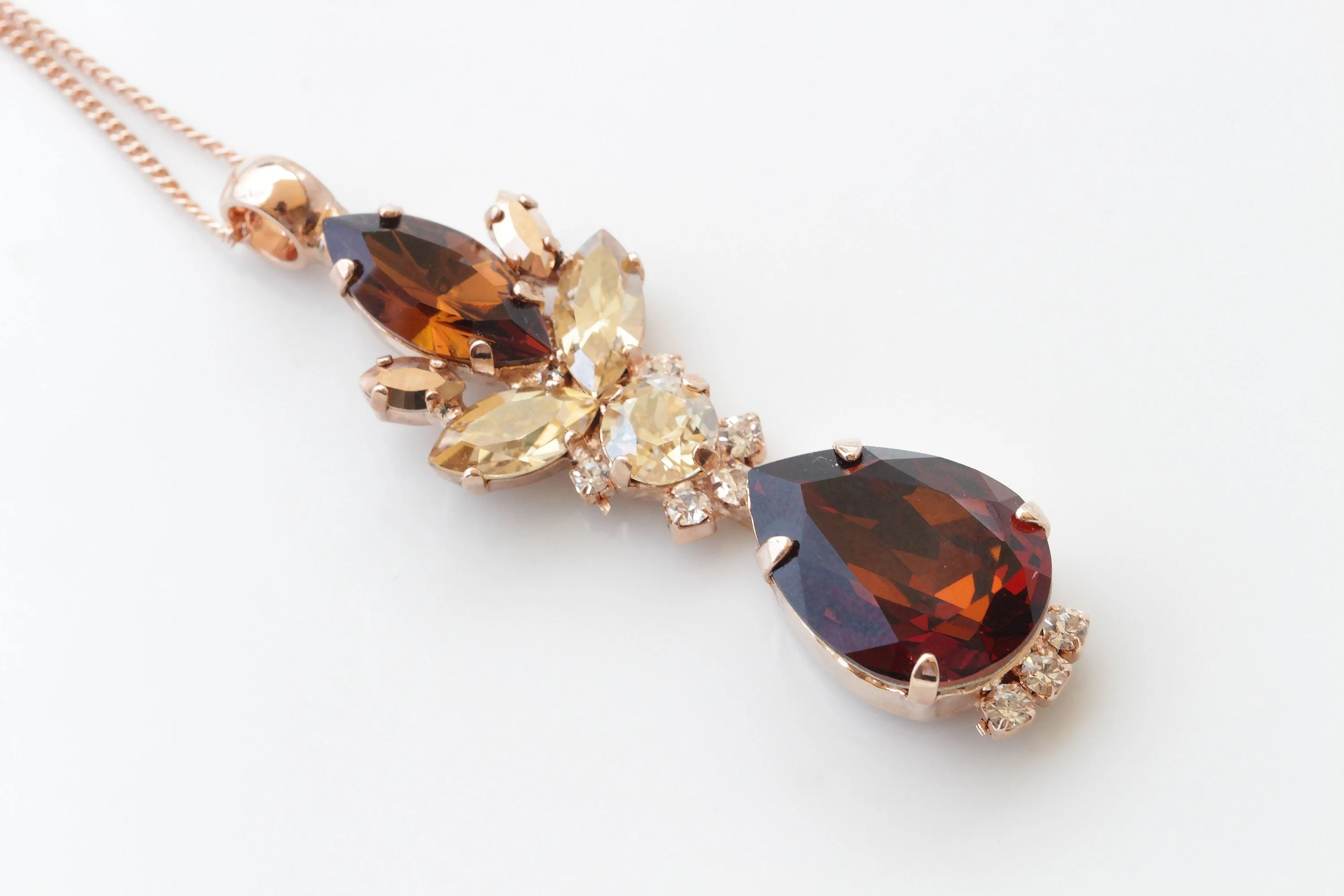 BROWN BRIDAL NECKLACE Earrings Set