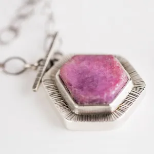 Cairo Raw Ruby Toggle Necklace in Silver