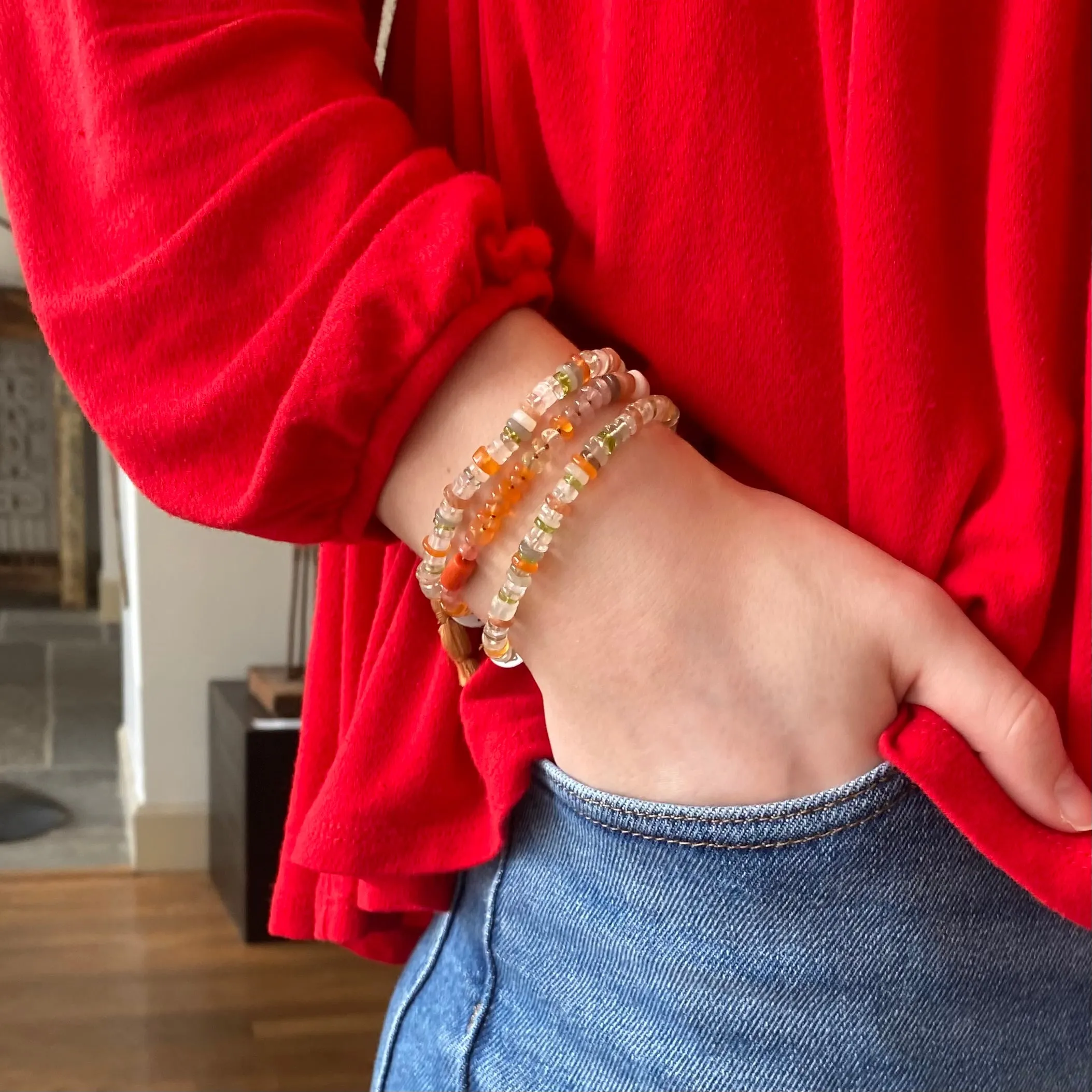 Carnelian & Peridot Gemstone Mix Bracelet