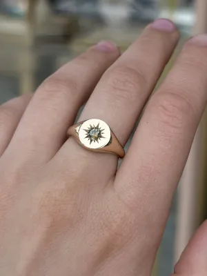 Champagne Parti Sapphire Starburst Signet