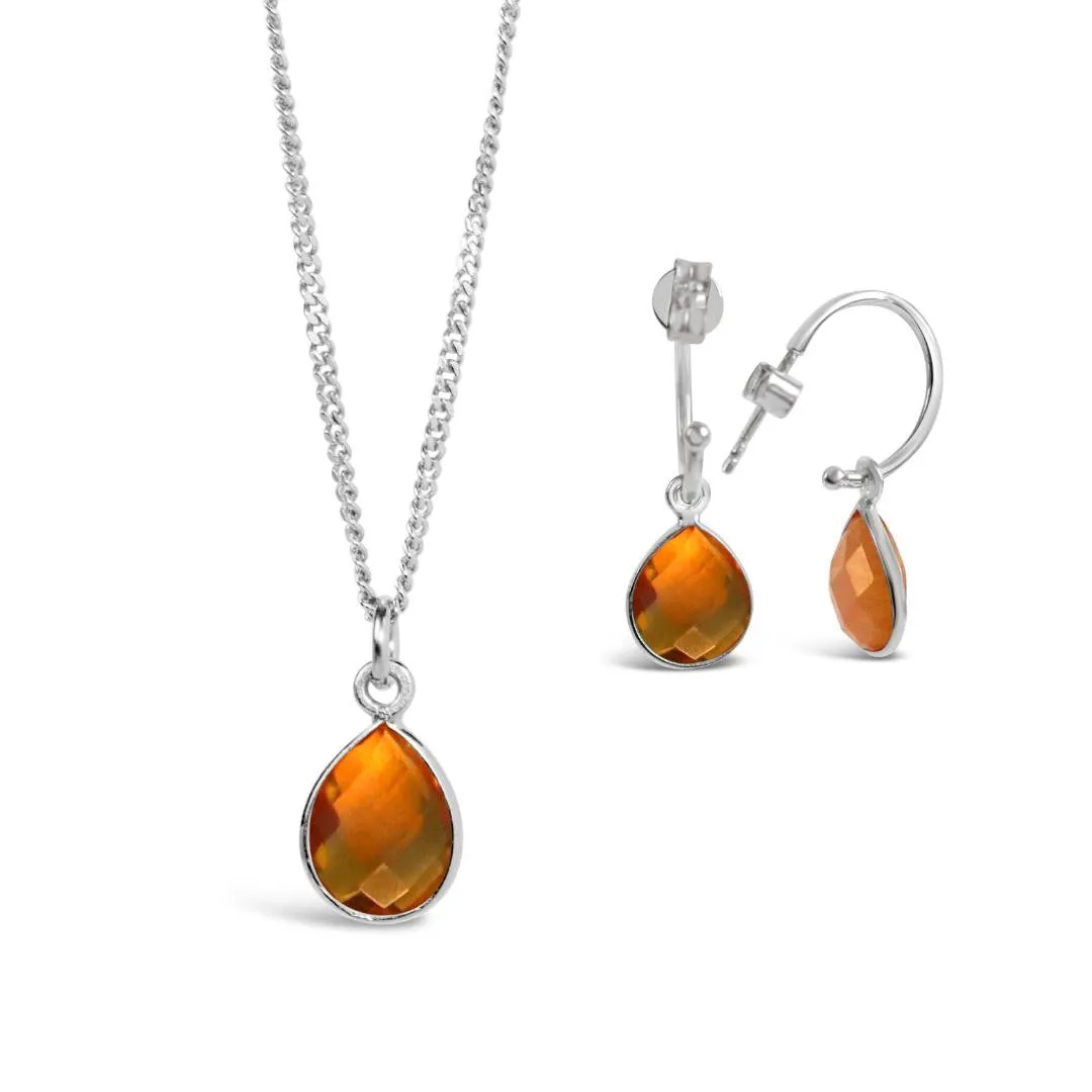 Citrine Charm Necklace | Silver - November