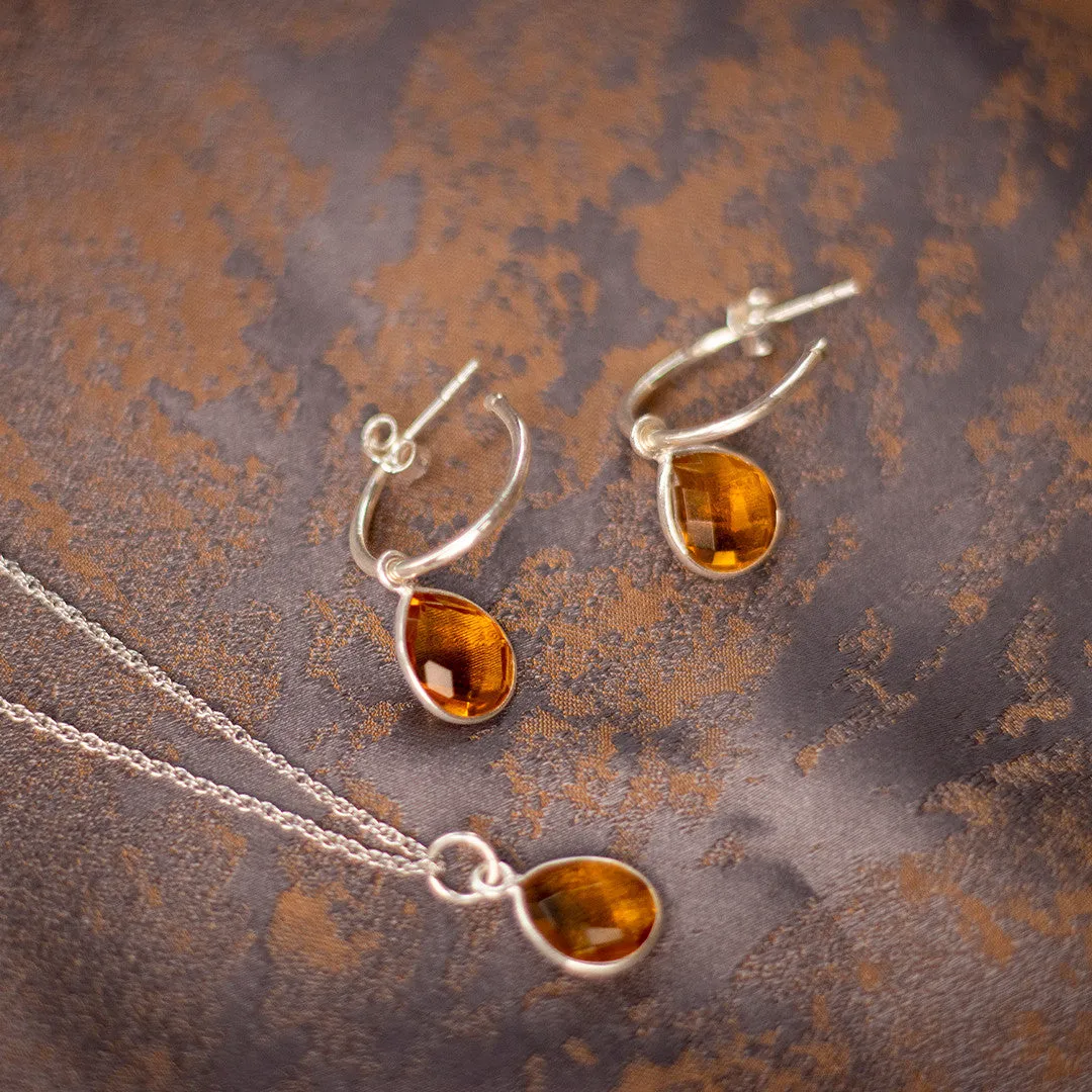 Citrine Charm Necklace | Silver - November