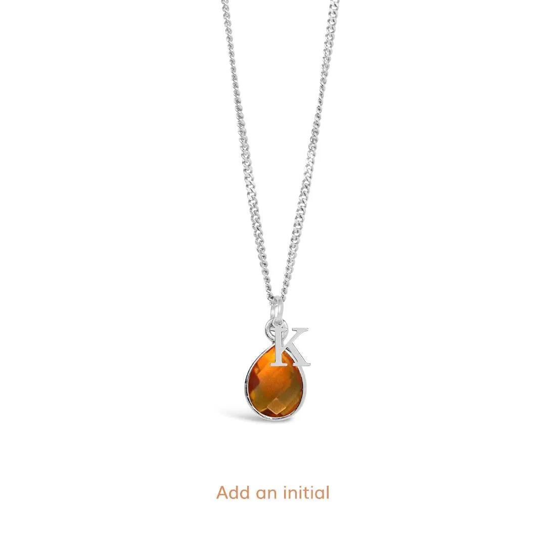 Citrine Charm Necklace | Silver - November