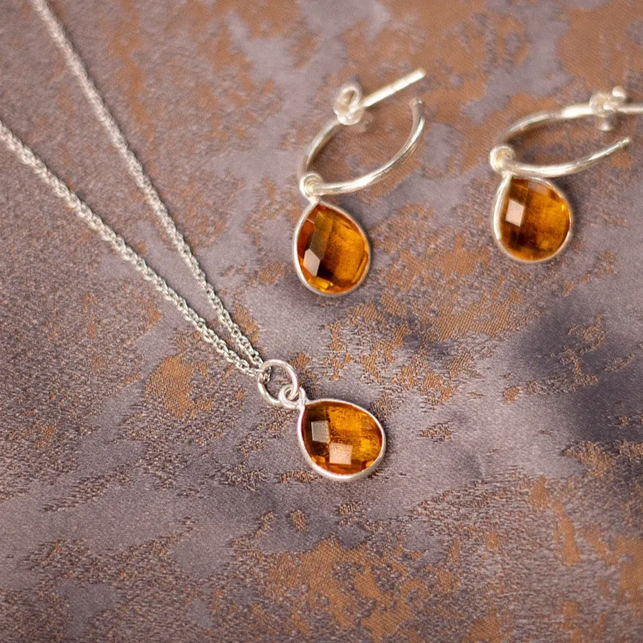 Citrine Charm Necklace | Silver - November