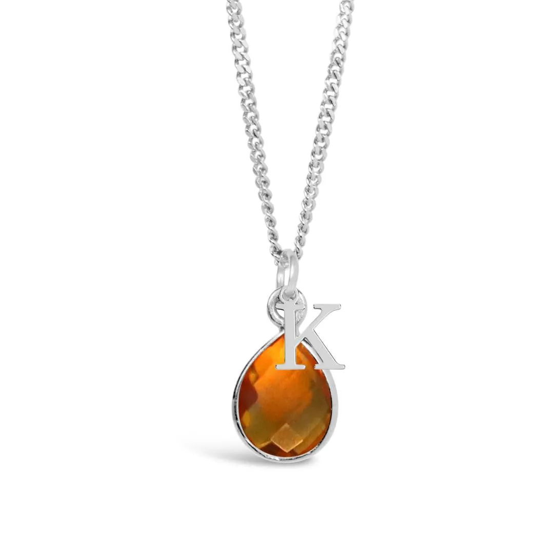 Citrine Charm Necklace | Silver - November