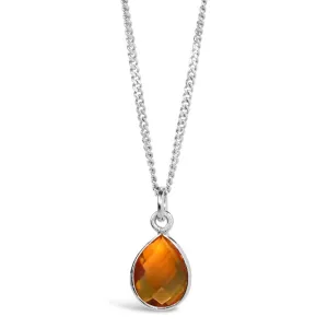 Citrine Charm Necklace | Silver - November