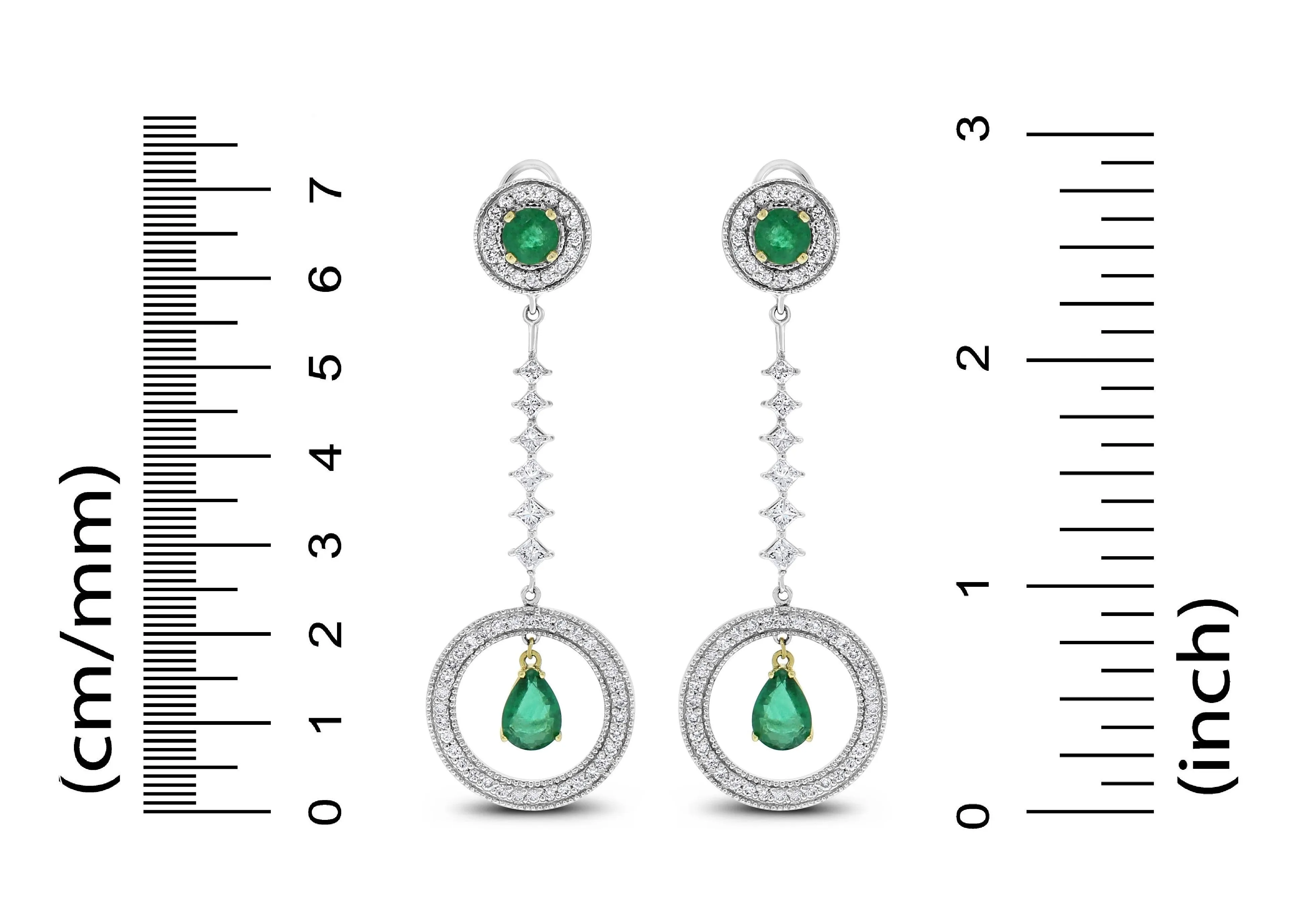 Clara Emerald & Diamond Earrings (10.01 ct Emeralds & Diamonds) in White Gold
