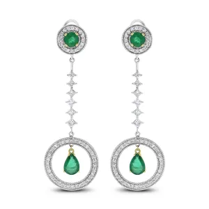 Clara Emerald & Diamond Earrings (10.01 ct Emeralds & Diamonds) in White Gold