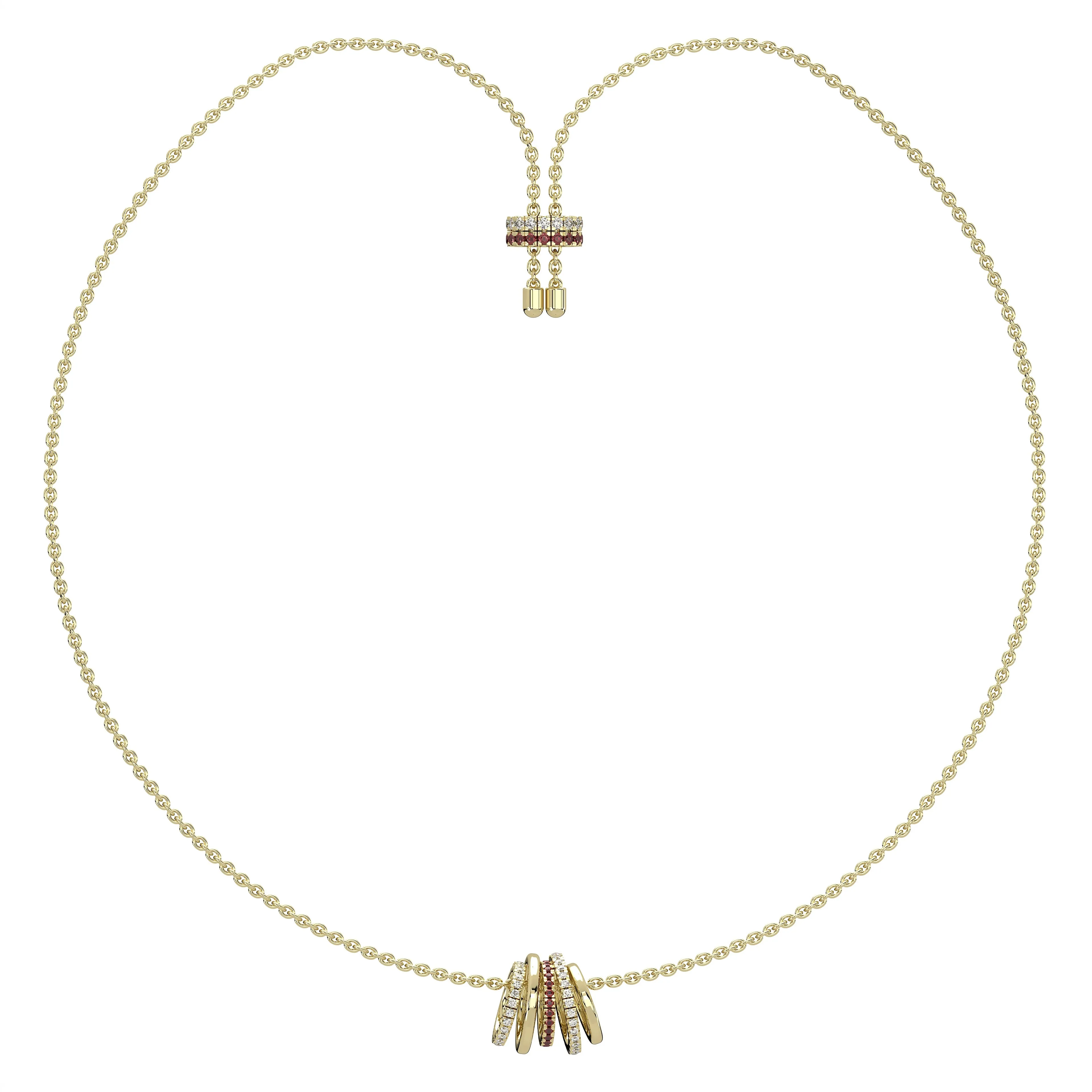 CLARTÉ  - Lacet Ruby and Diamond Bolo Necklace