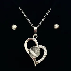 CLEAR QUARTZ CZ HEART PENDANT ONLY - FREE CHAIN & EARRINGS