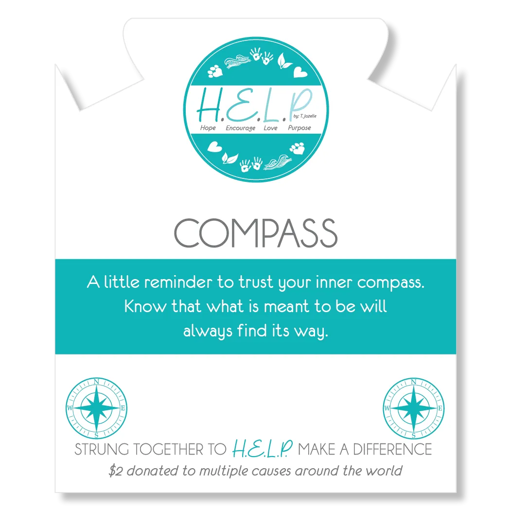 Compass Charm with Blue Zebra Jade Charity Bracelet
